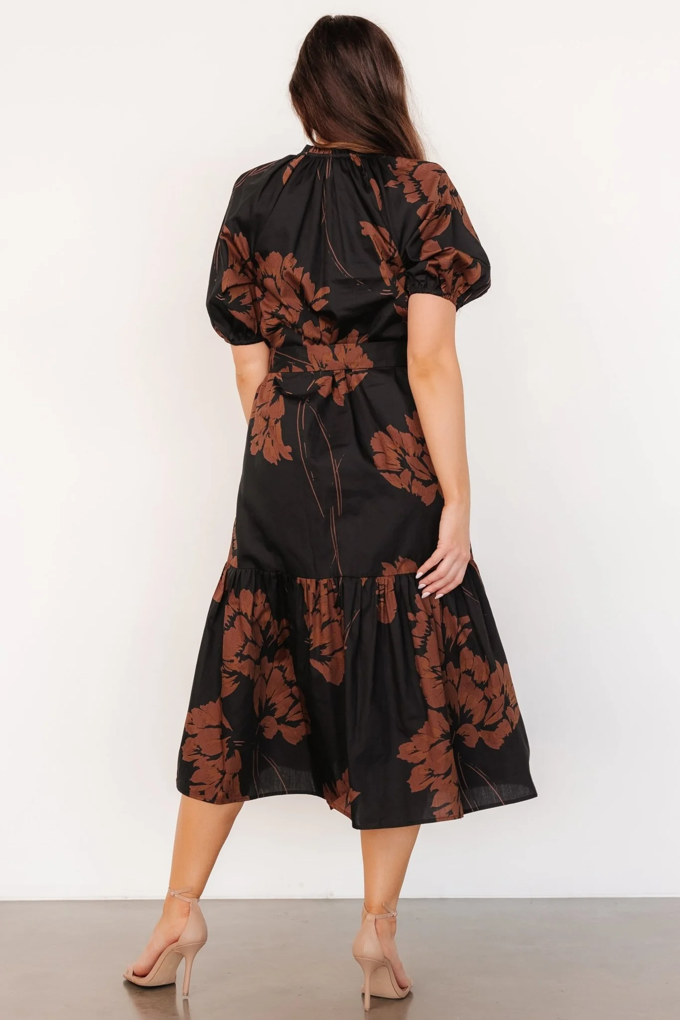 Prescott Midi Dress | Black + Brown Floral