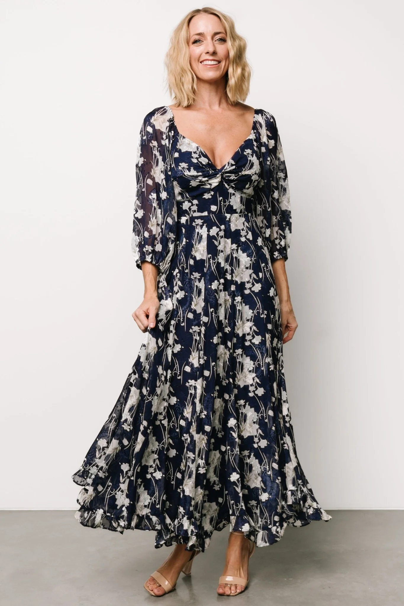 Estefania Maxi Dress | Navy + Off White Floral