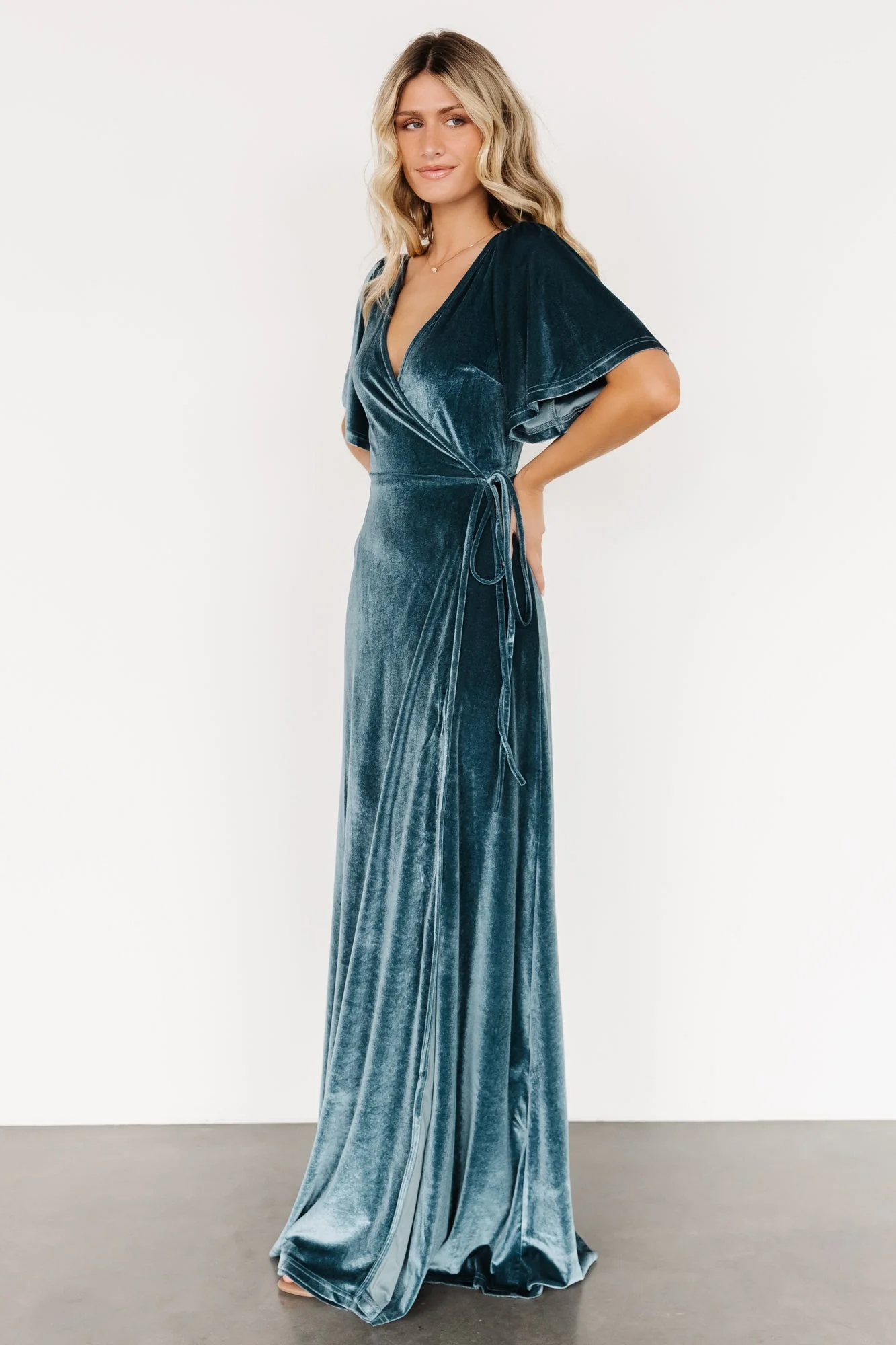 Meghan Velvet Wrap Maxi Dress | Persian Blue