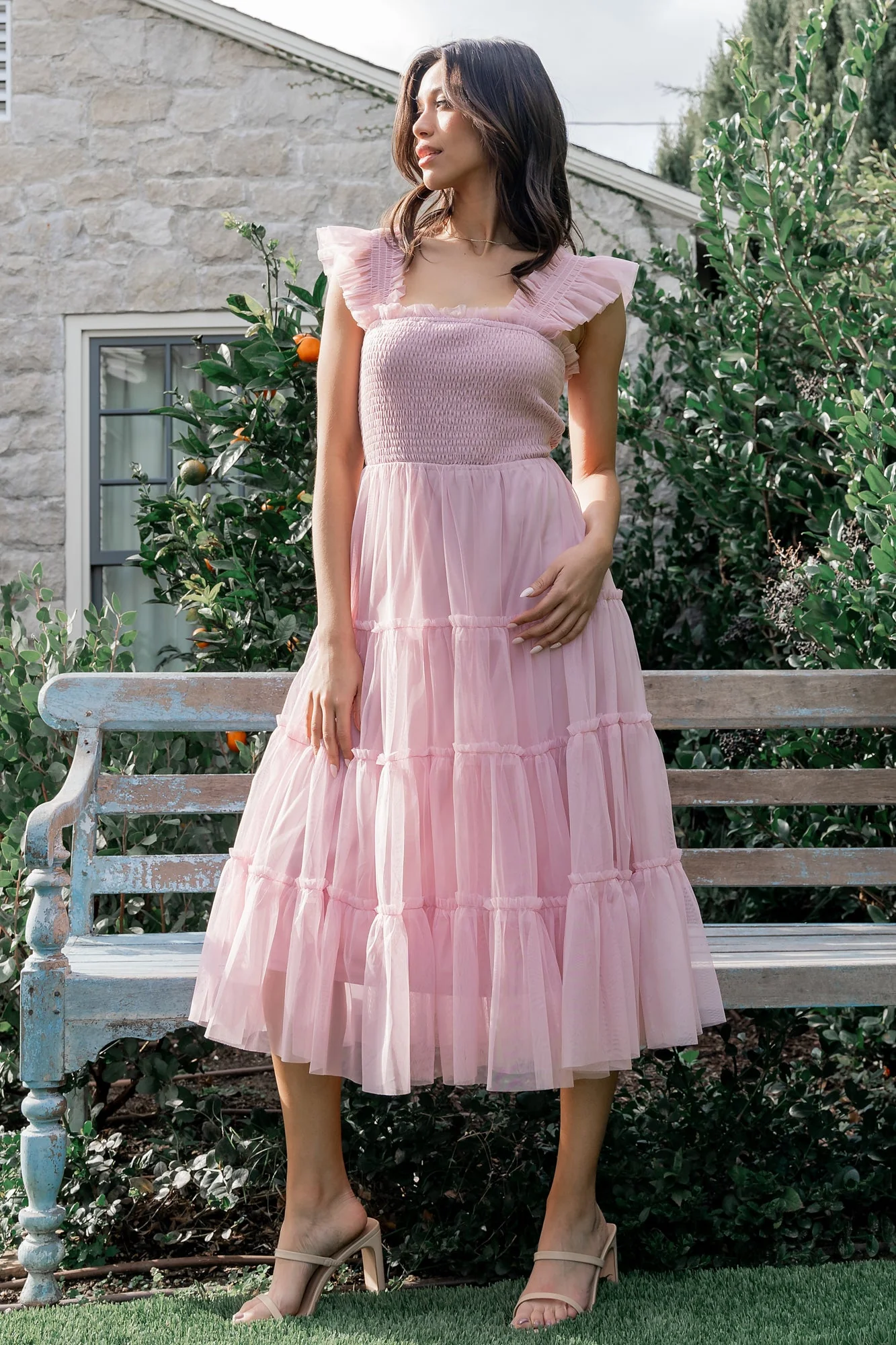 Emma Smocked Tulle Dress | Mauve