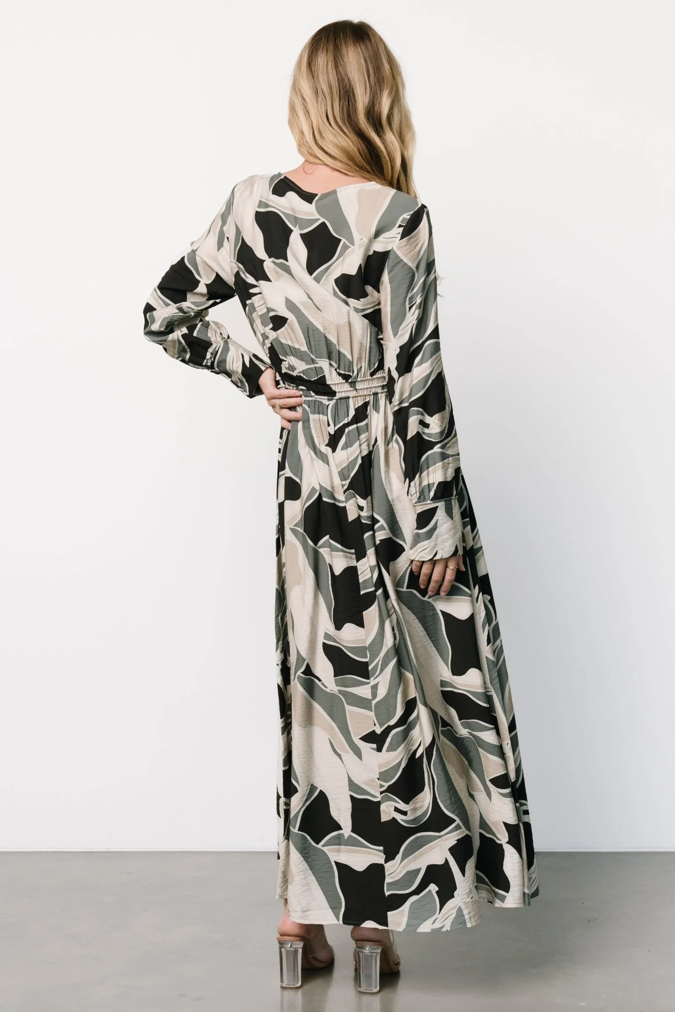 Zinnia Maxi Dress | Black + Eucalyptus Print