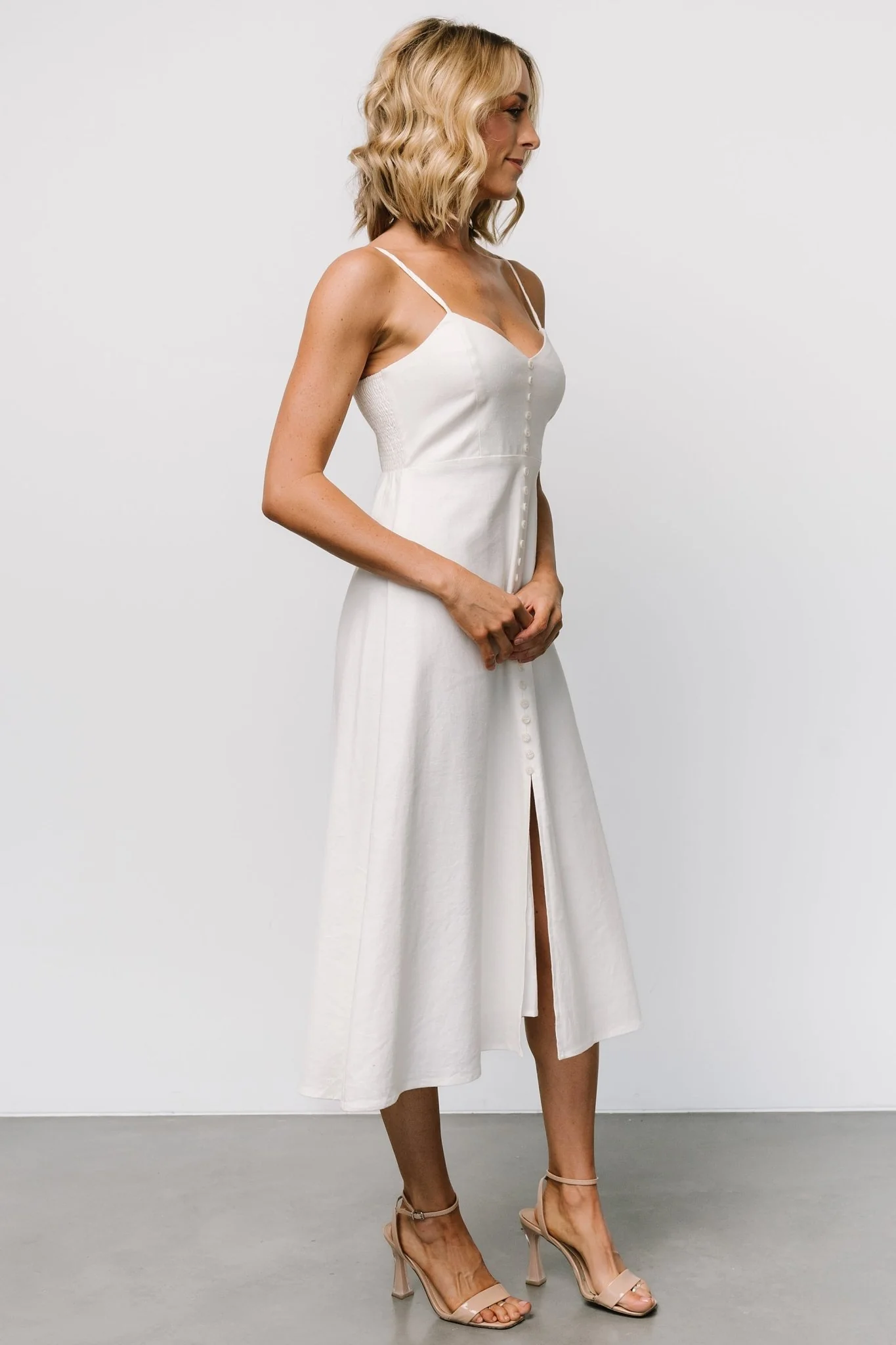 Laya Button Front Dress | Ivory