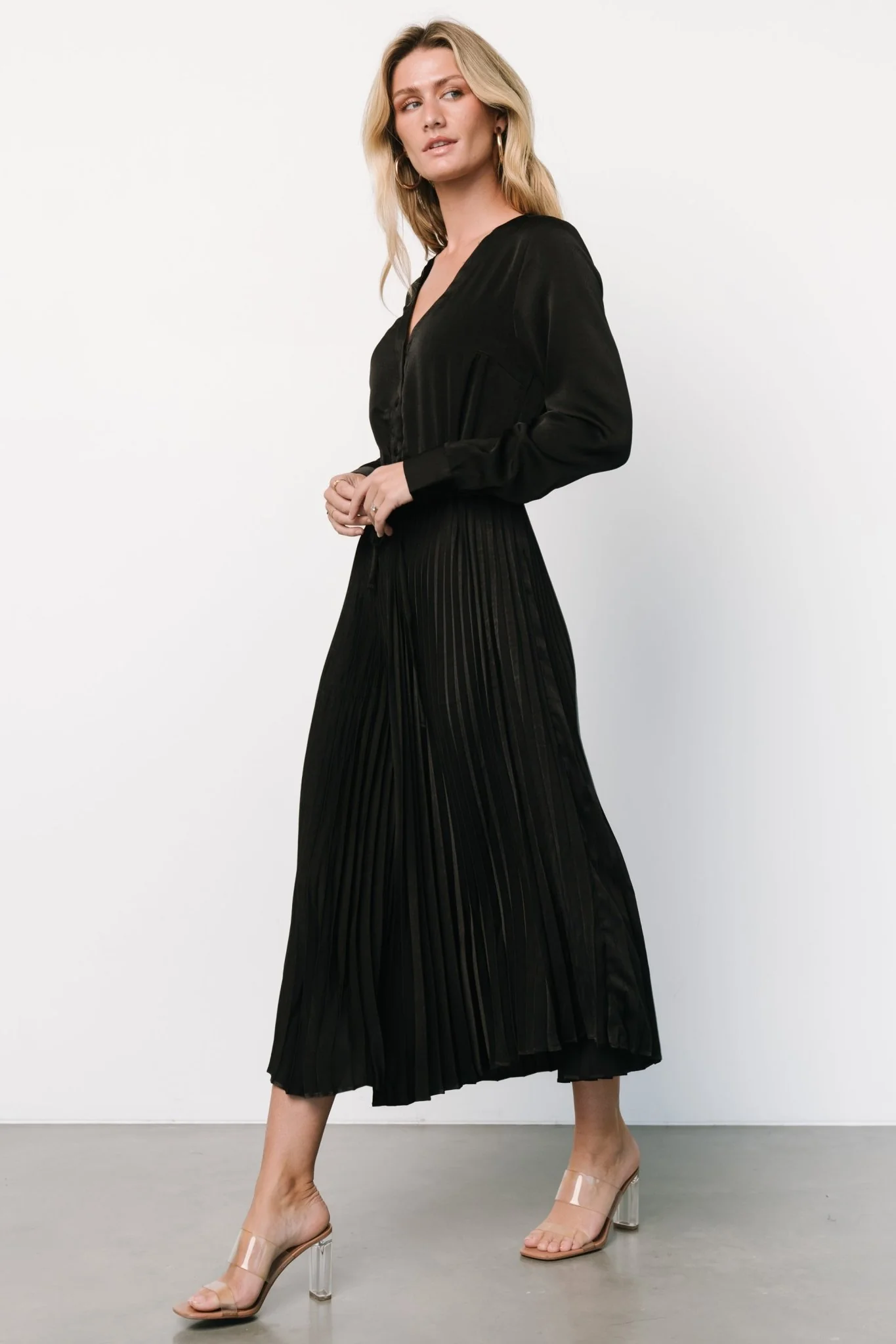 Waco Pleated Dress | Black