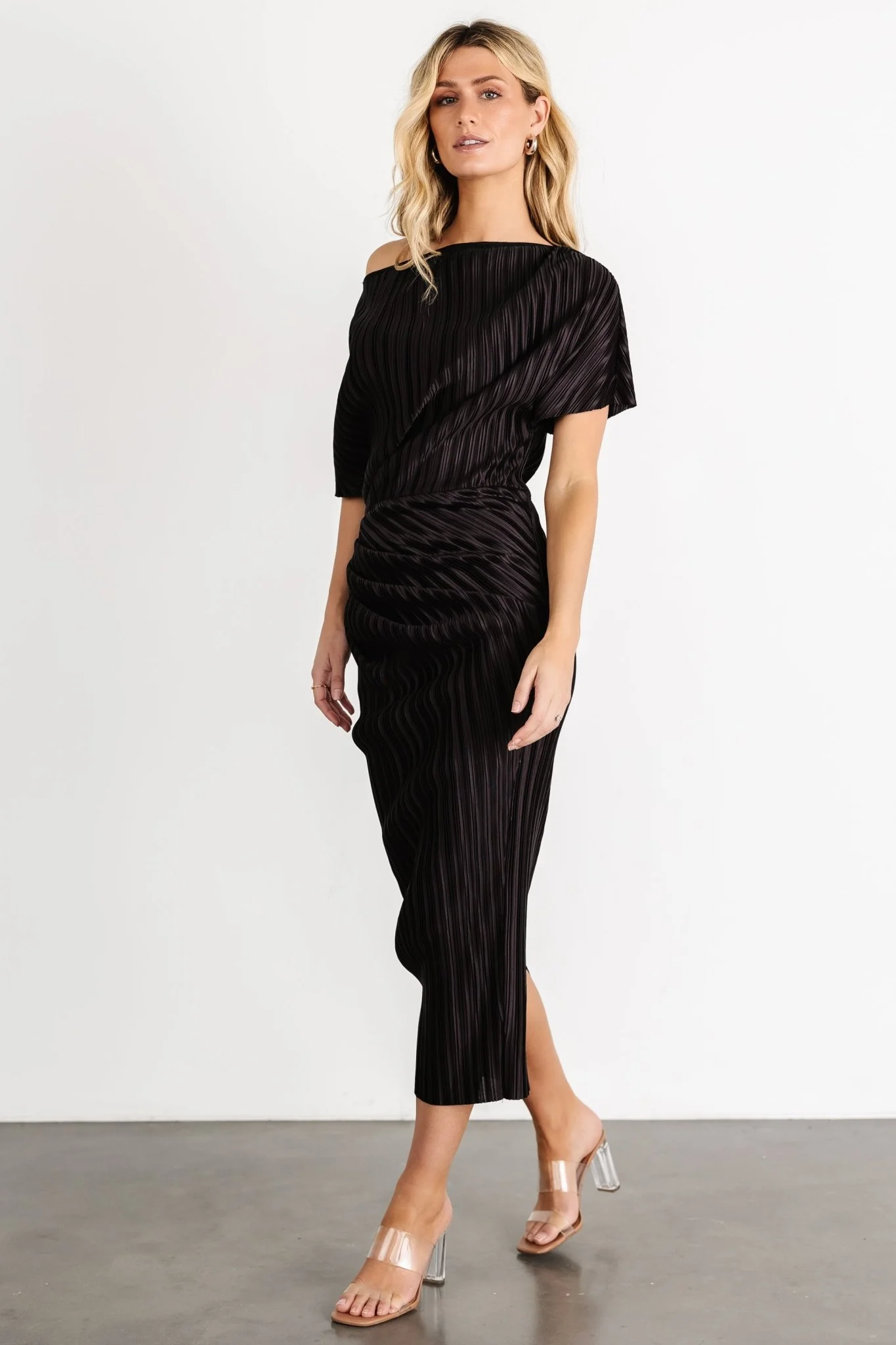 Winslow Pleated Midi Dress | Black