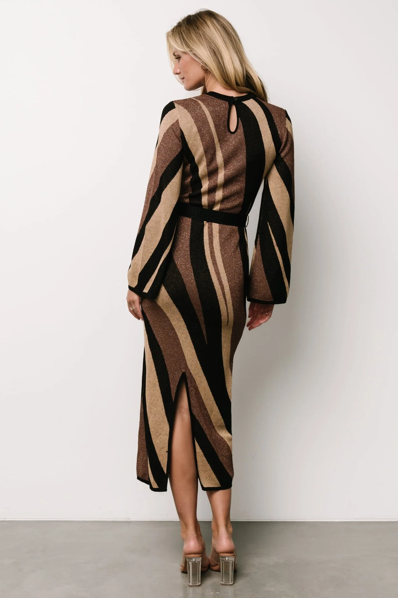 Leigh Sweater Dress | Brown Multi Print