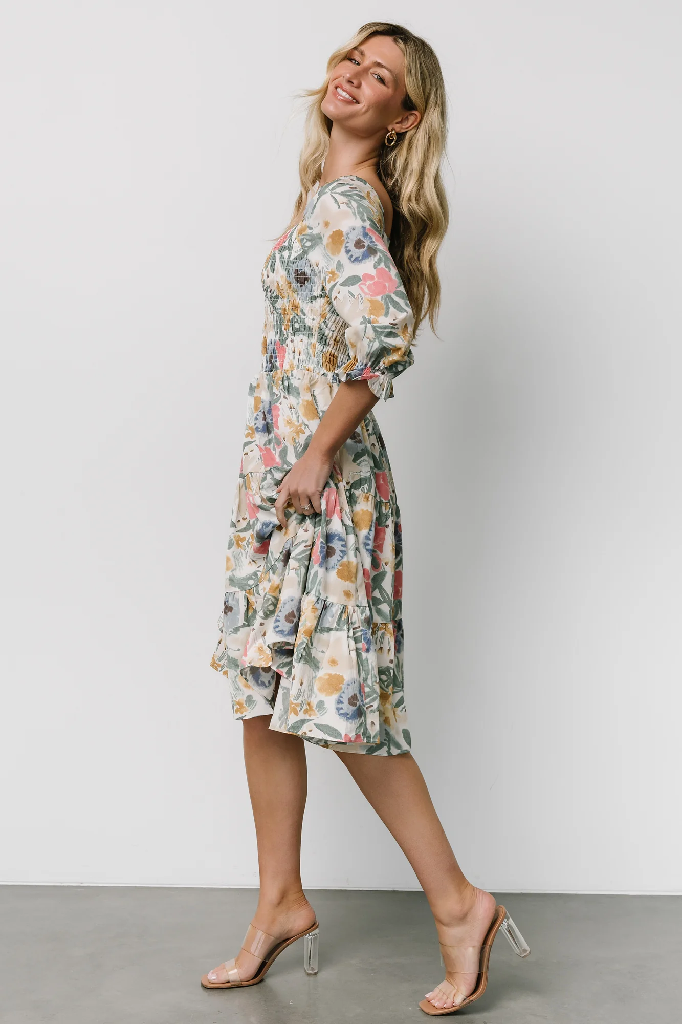 Marta Smocked Midi Dress | Multi Floral