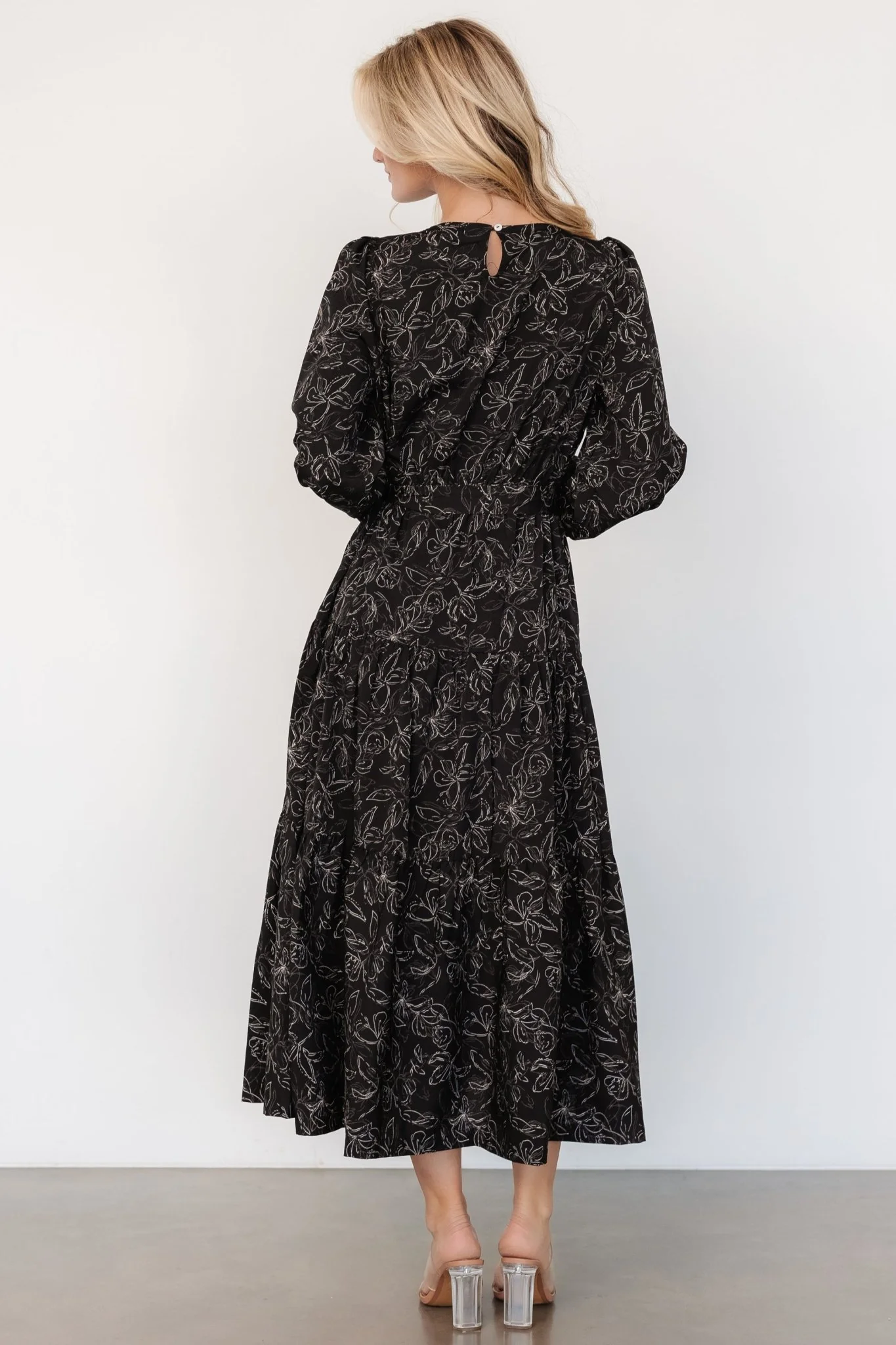 Ashlyn Long Sleeve Dress | Black Print