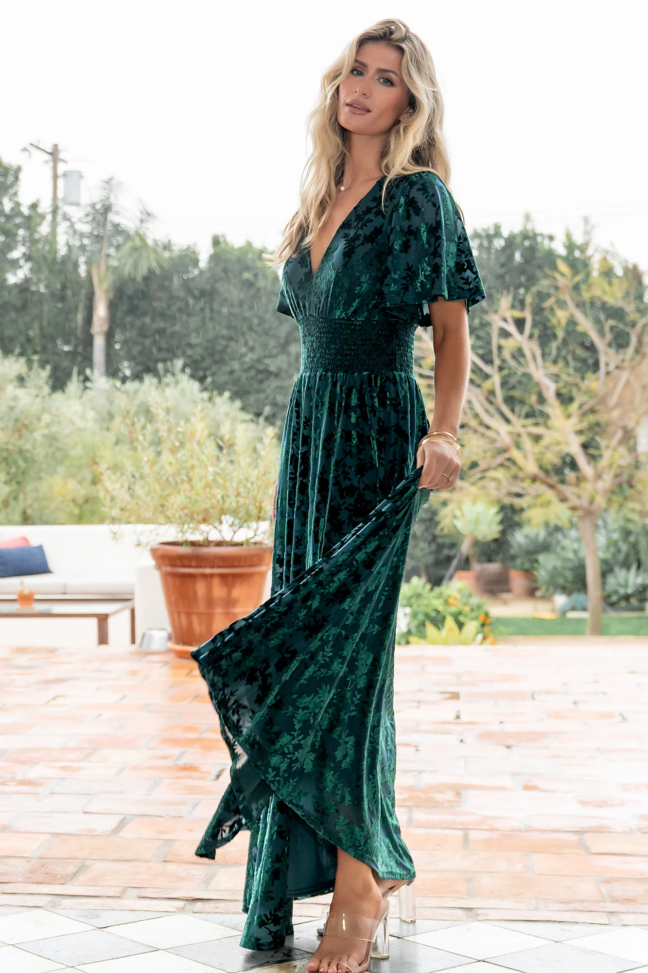 Veronica Velvet Maxi Dress | Green