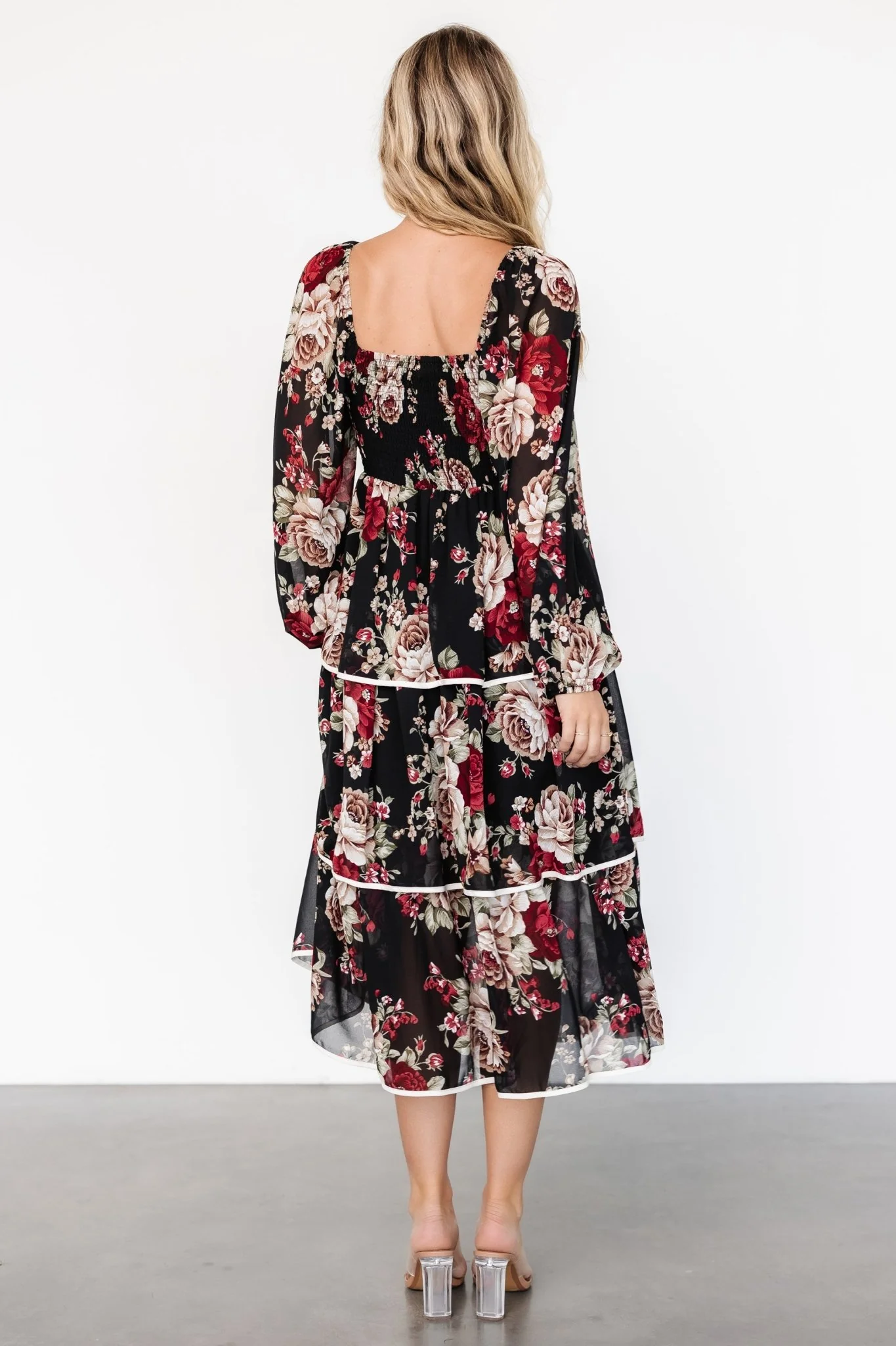Viviana Tiered Dress | Black Floral
