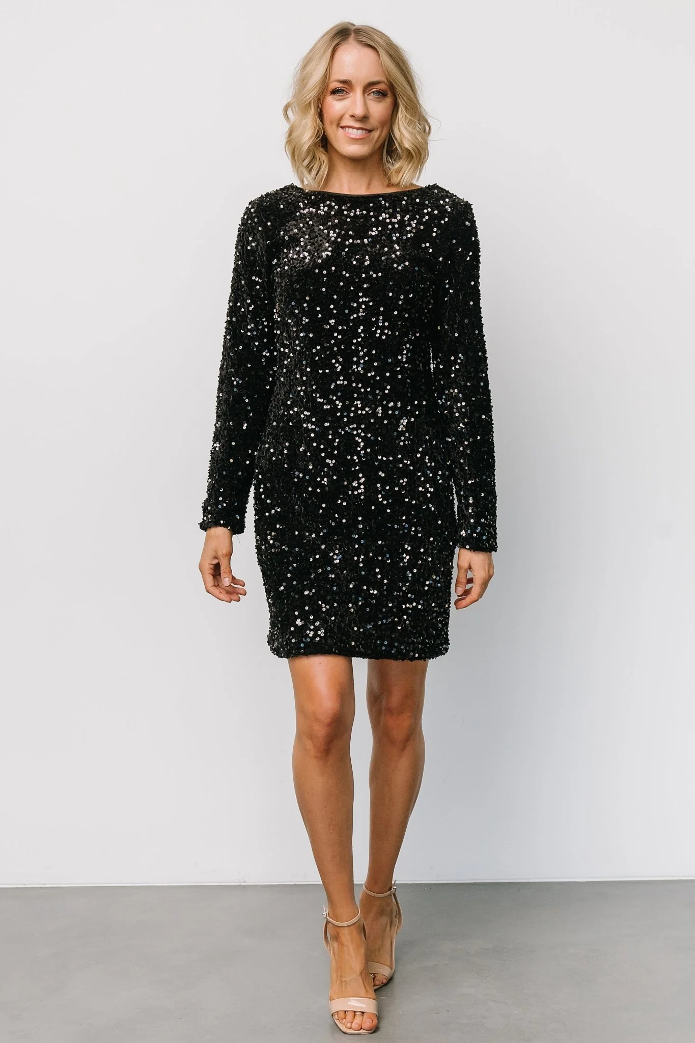 Betty Sequin Short Dress | Black