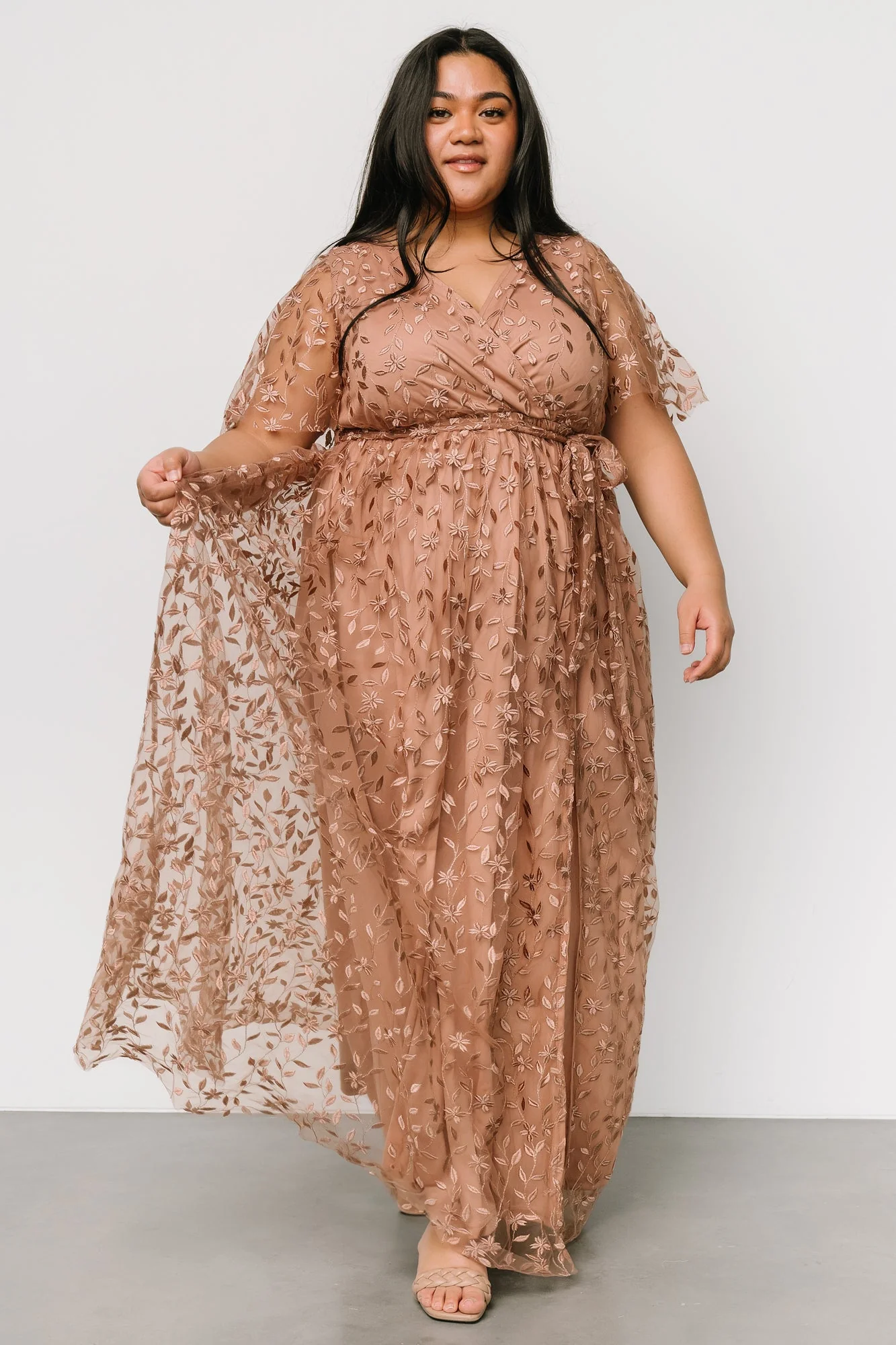 Marseille Embossed Maxi Dress | Nude Rose