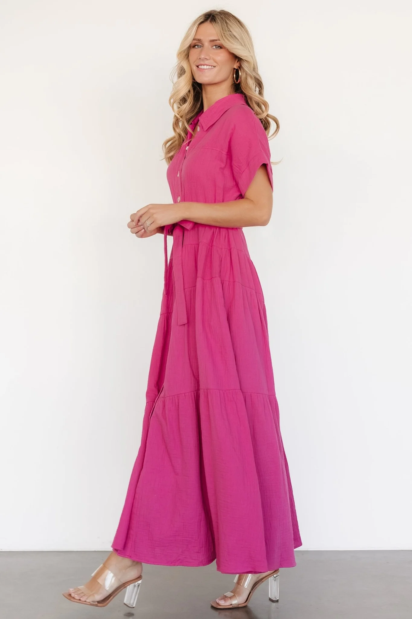 Aizey Button Up Maxi Dress | Pink