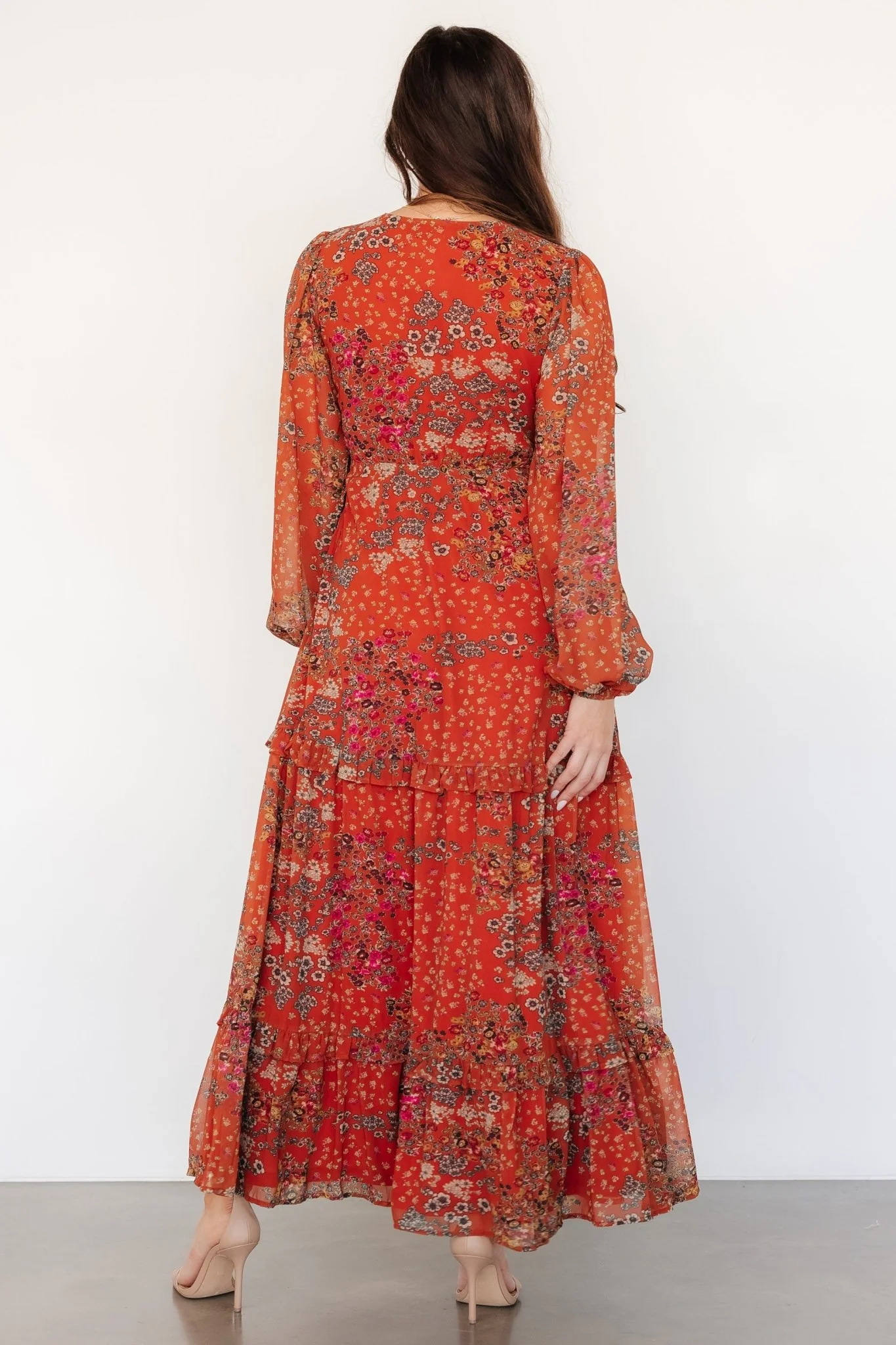 Bowman Deep V Maxi Dress | Rust Multi
