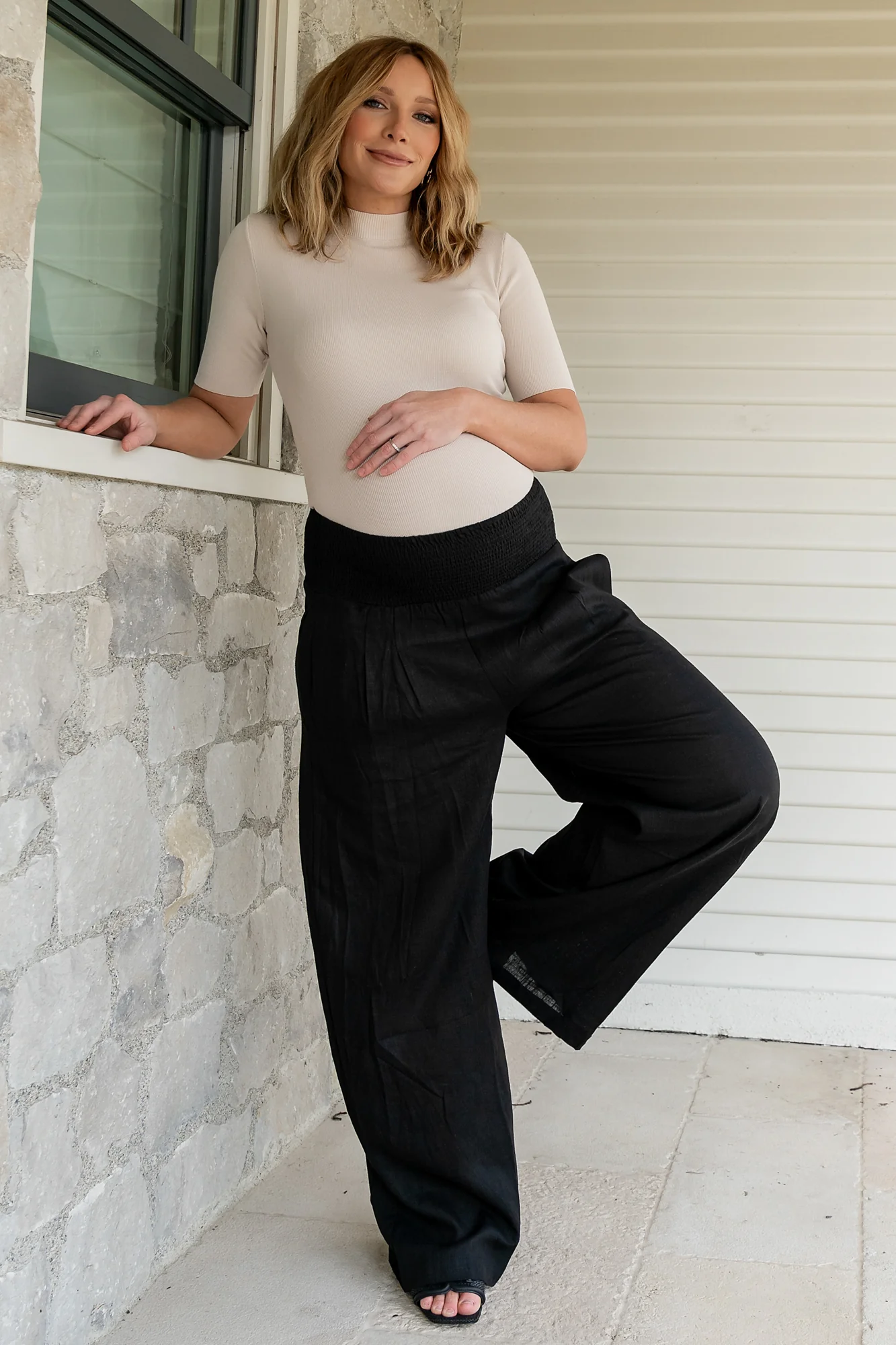 Parvati Smocked Waist Pants | Black