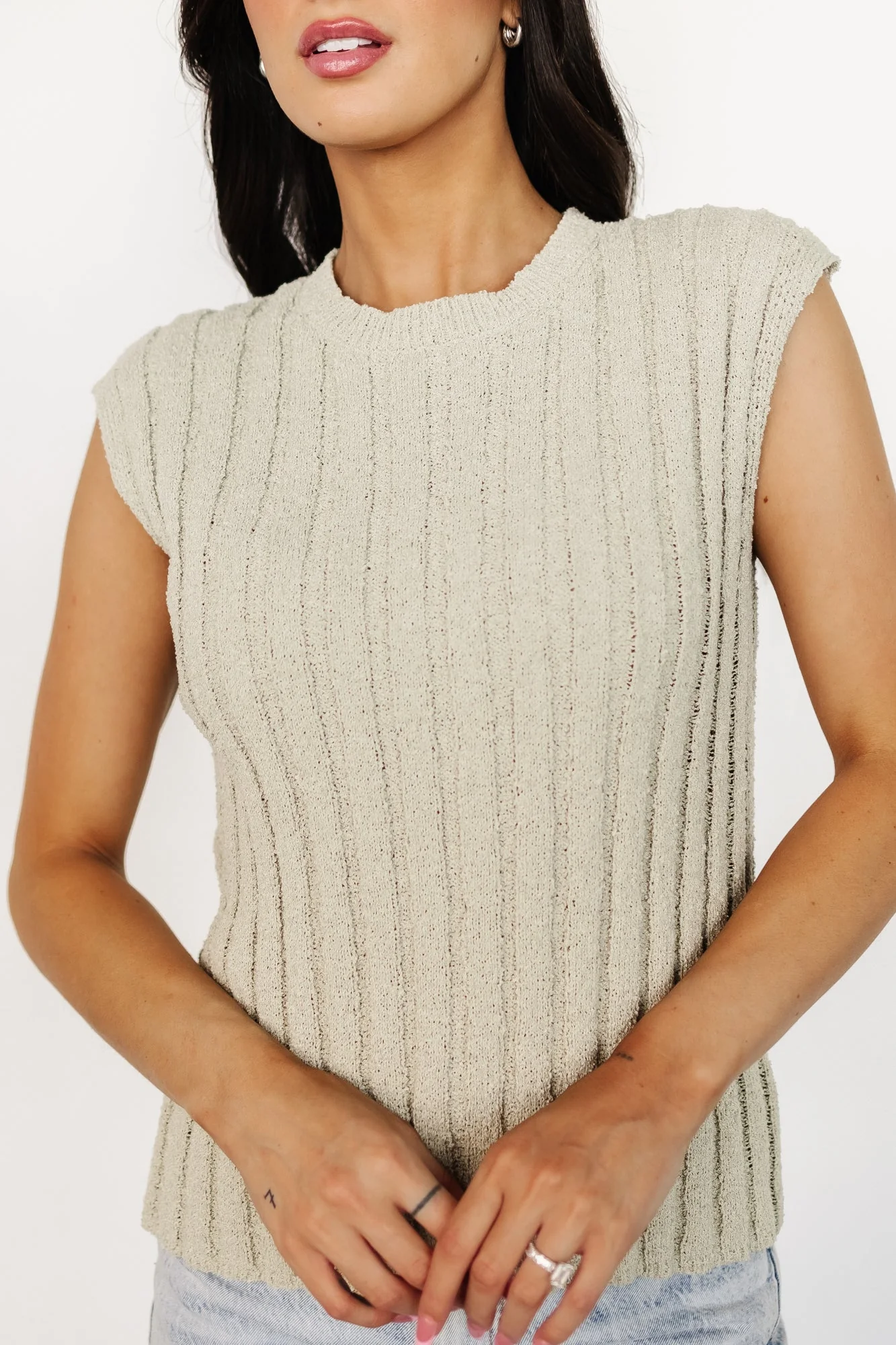 Dava Ribbed Top | Sage