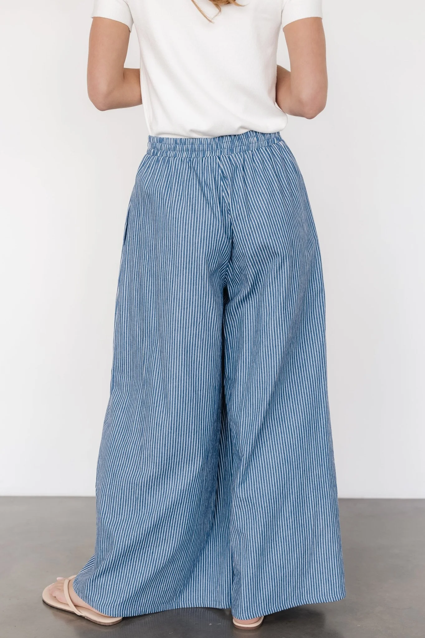 Odelia Striped Pants | Blue + Off White Stripe