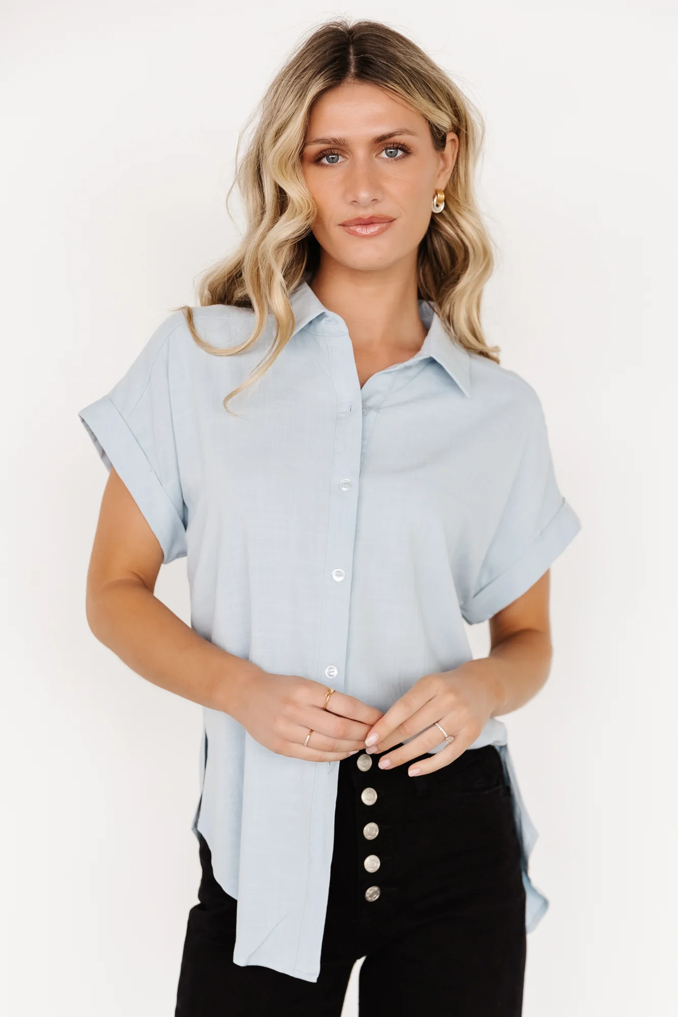 Clarke Button Up Top | Light Blue