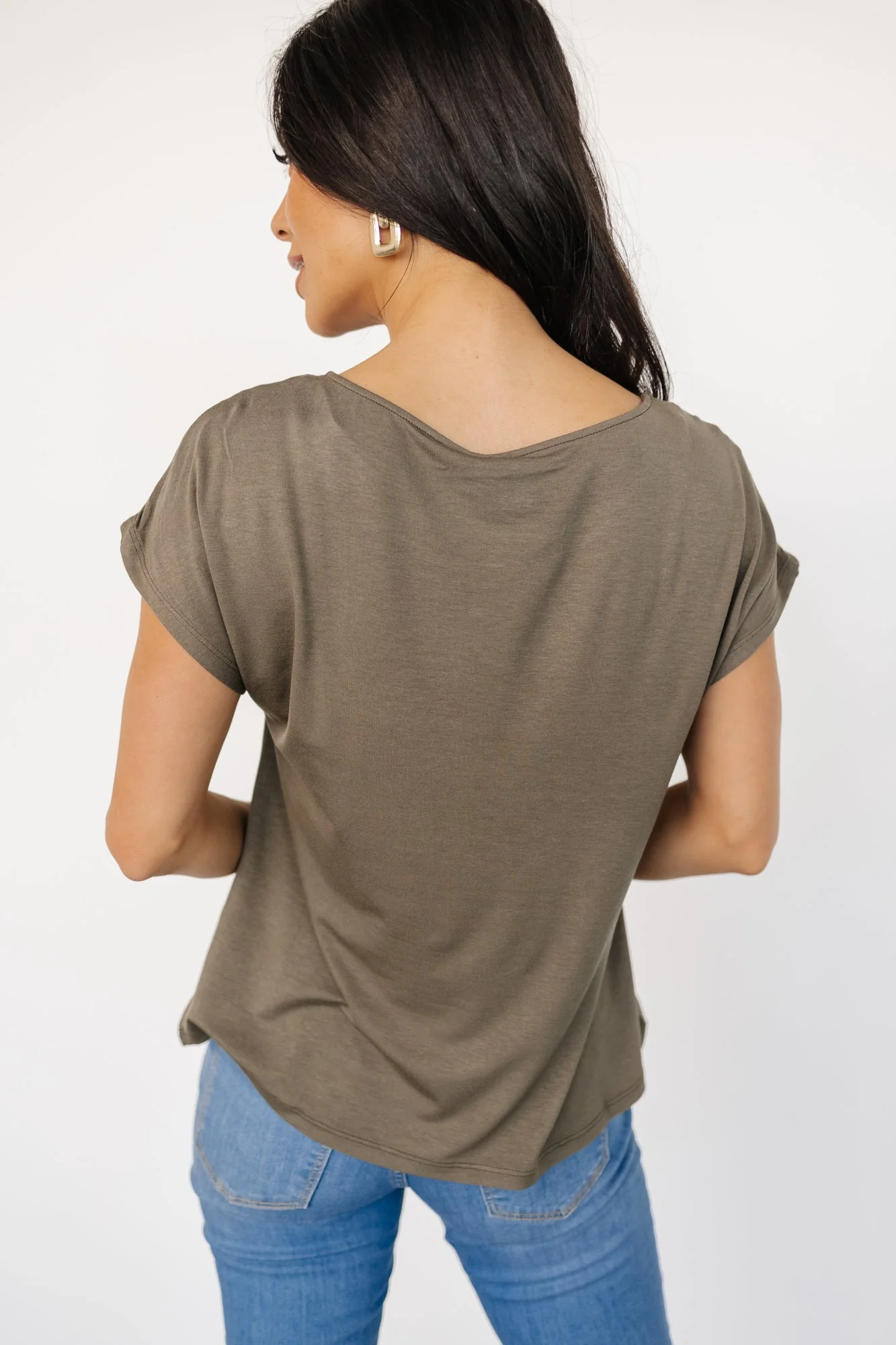 Leonie Satin Top | Olive