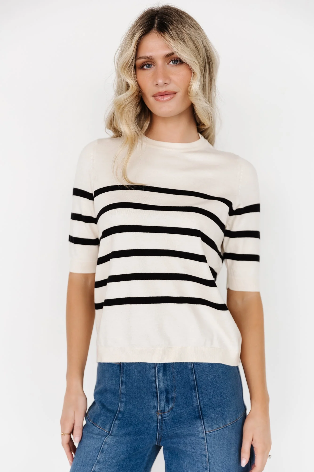 Huntington Striped Top | Cream + Black