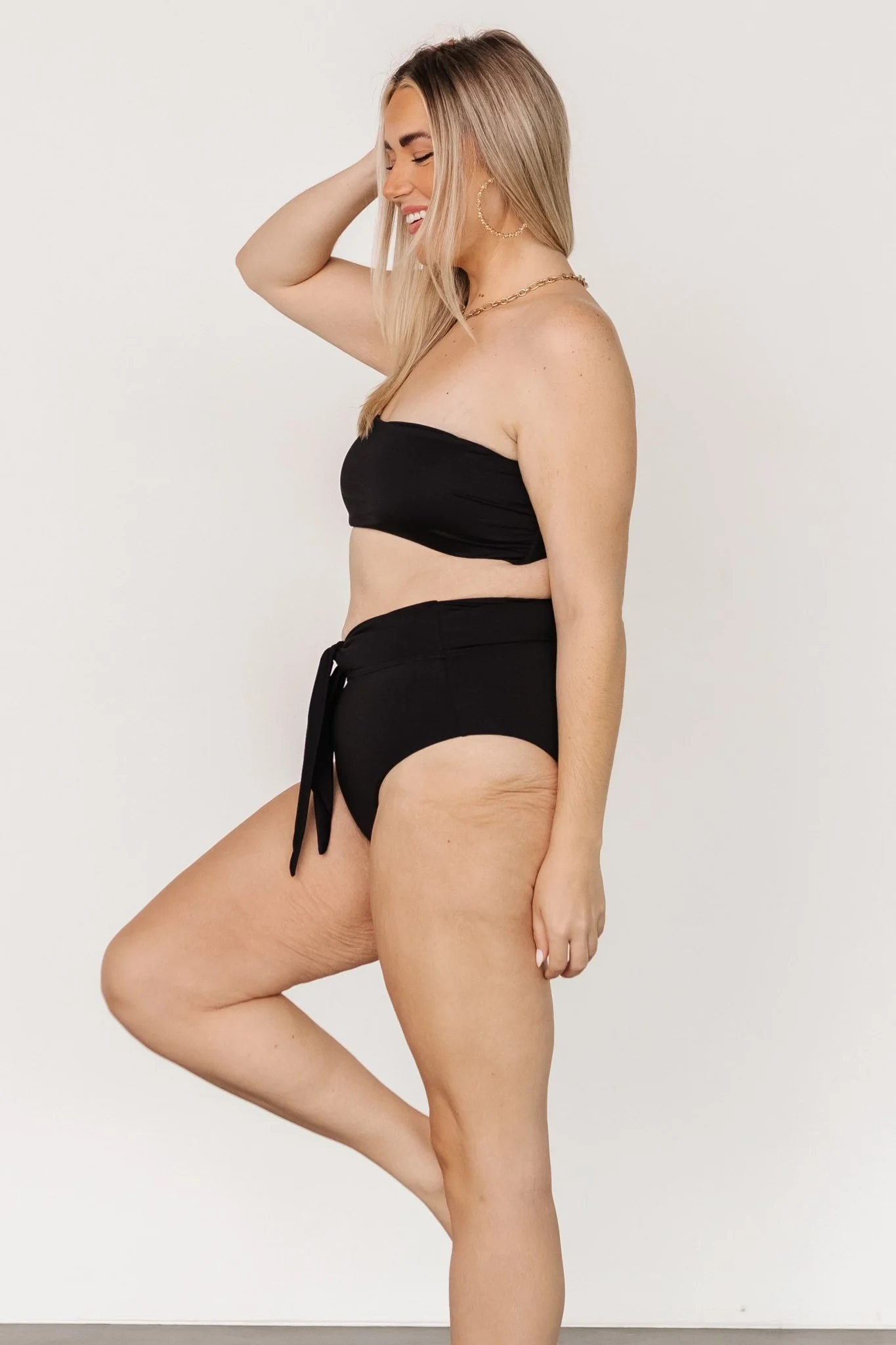 Milos High Waist Bikini Bottom | Black