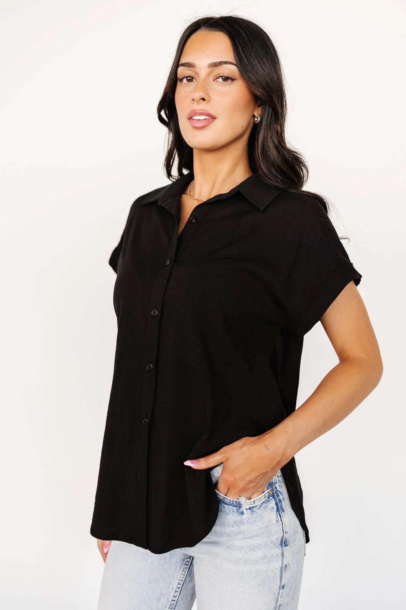 Clarke Button Up Top | Black