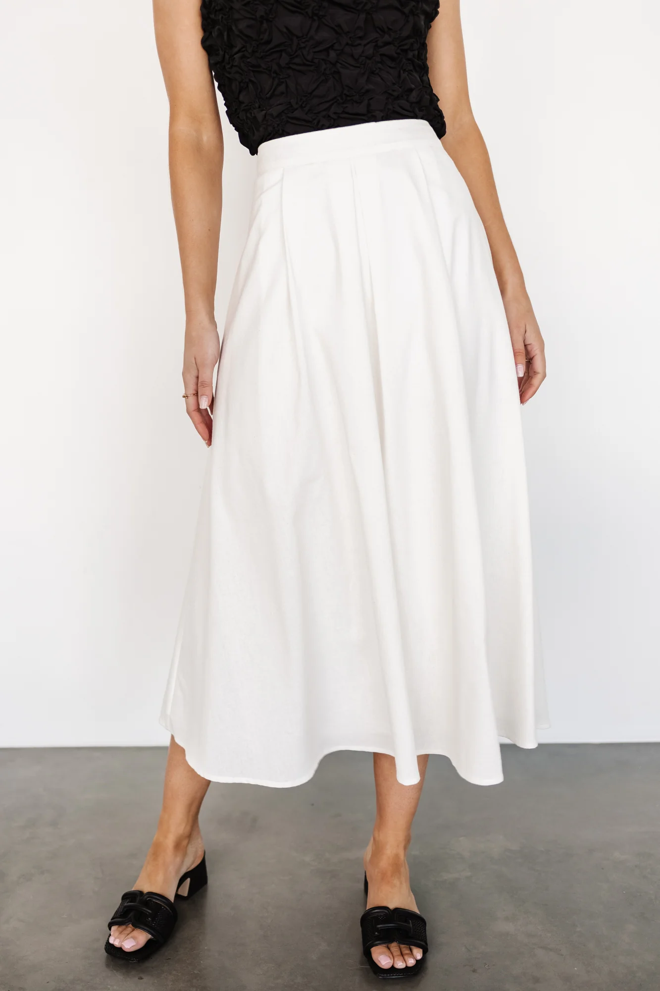 Katie Pleated Midi Skirt | Off White