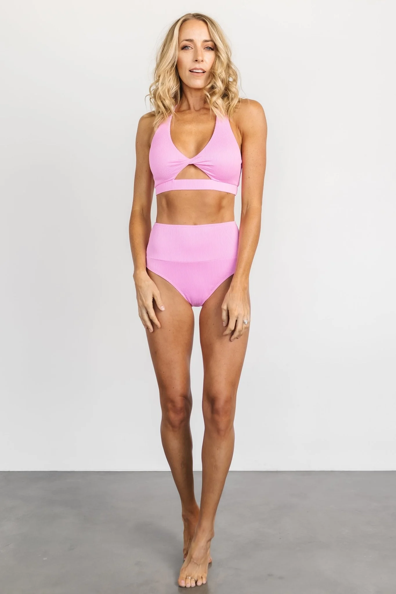 Del Mar Ribbed Bikini Bottom | Pink