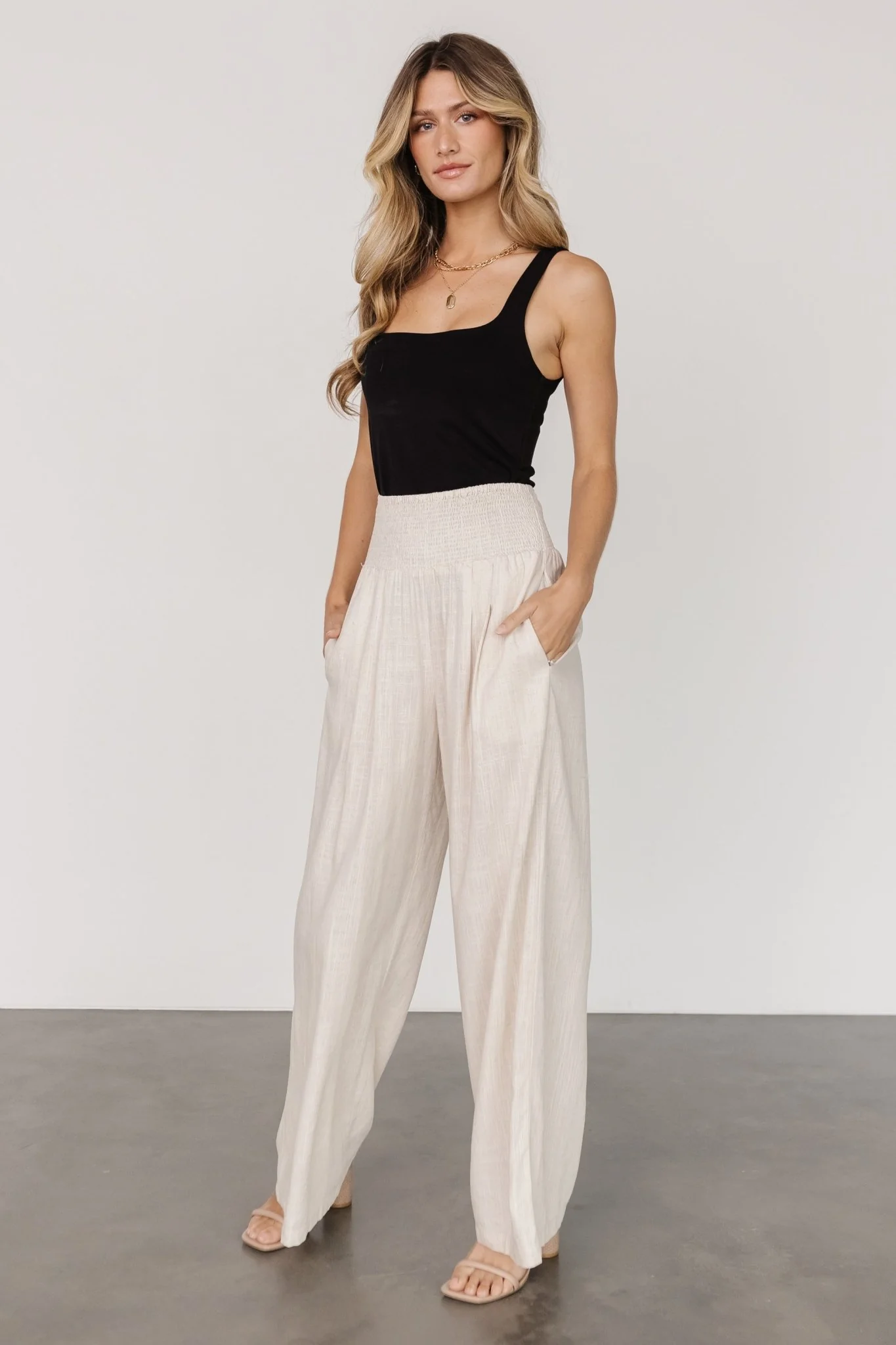 Parvati Smocked Waist Pants | Natural