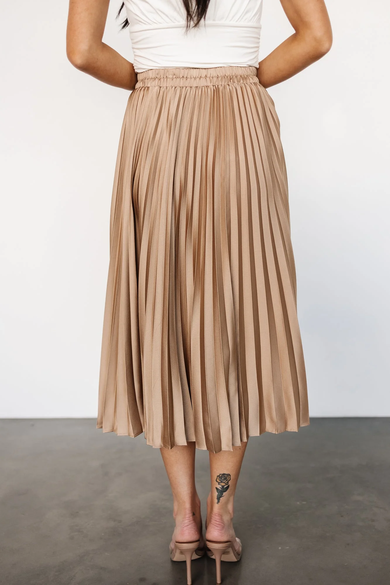 Demetria Pleated Midi Skirt | Light Bronze