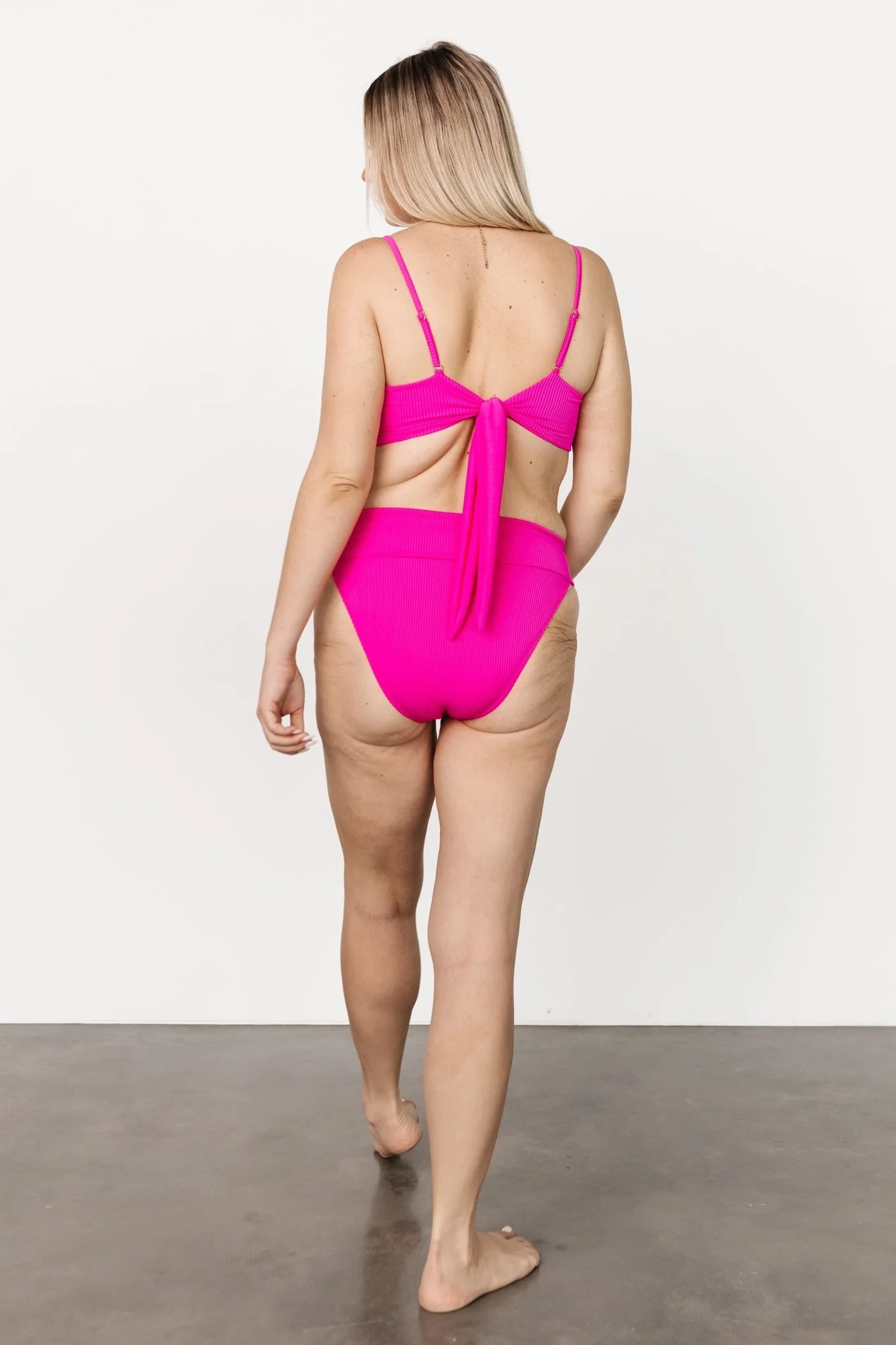 Oakland Ribbed Bikini Top | Pink