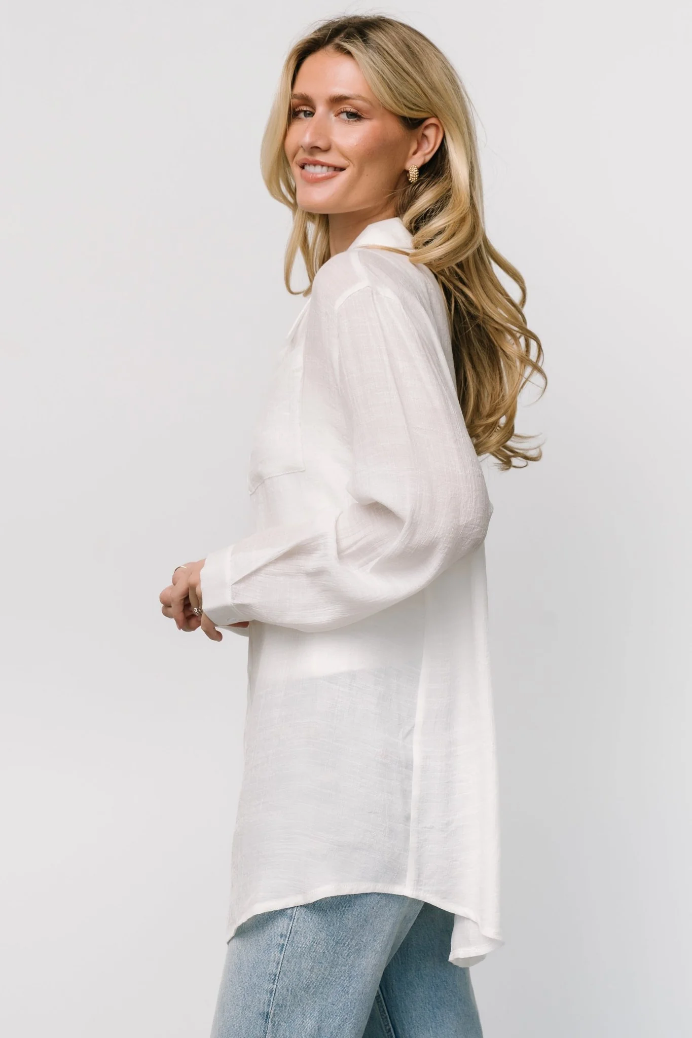 Breck Button Up Top | Off White