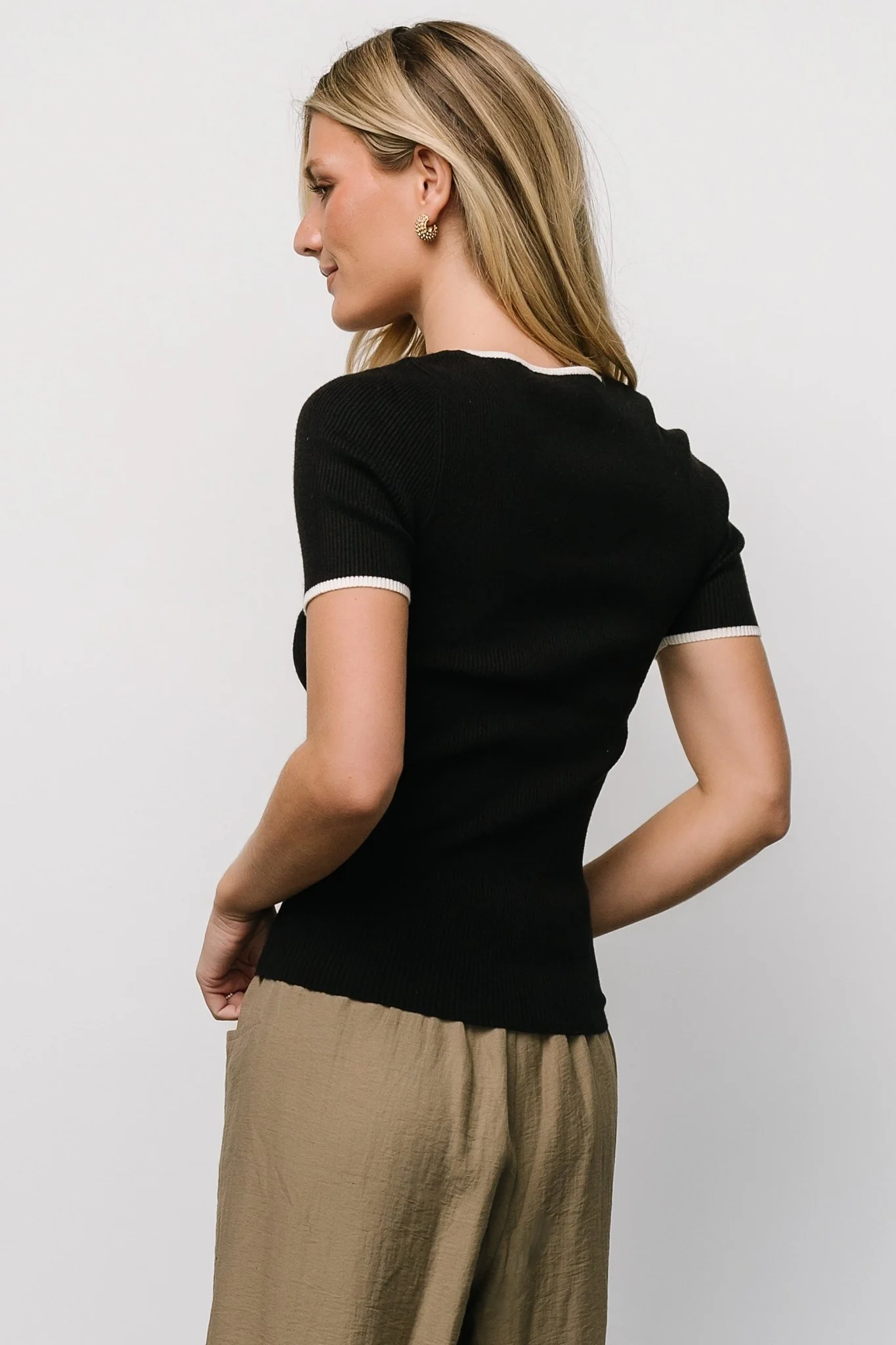 Dena Ribbed Top | Black + White