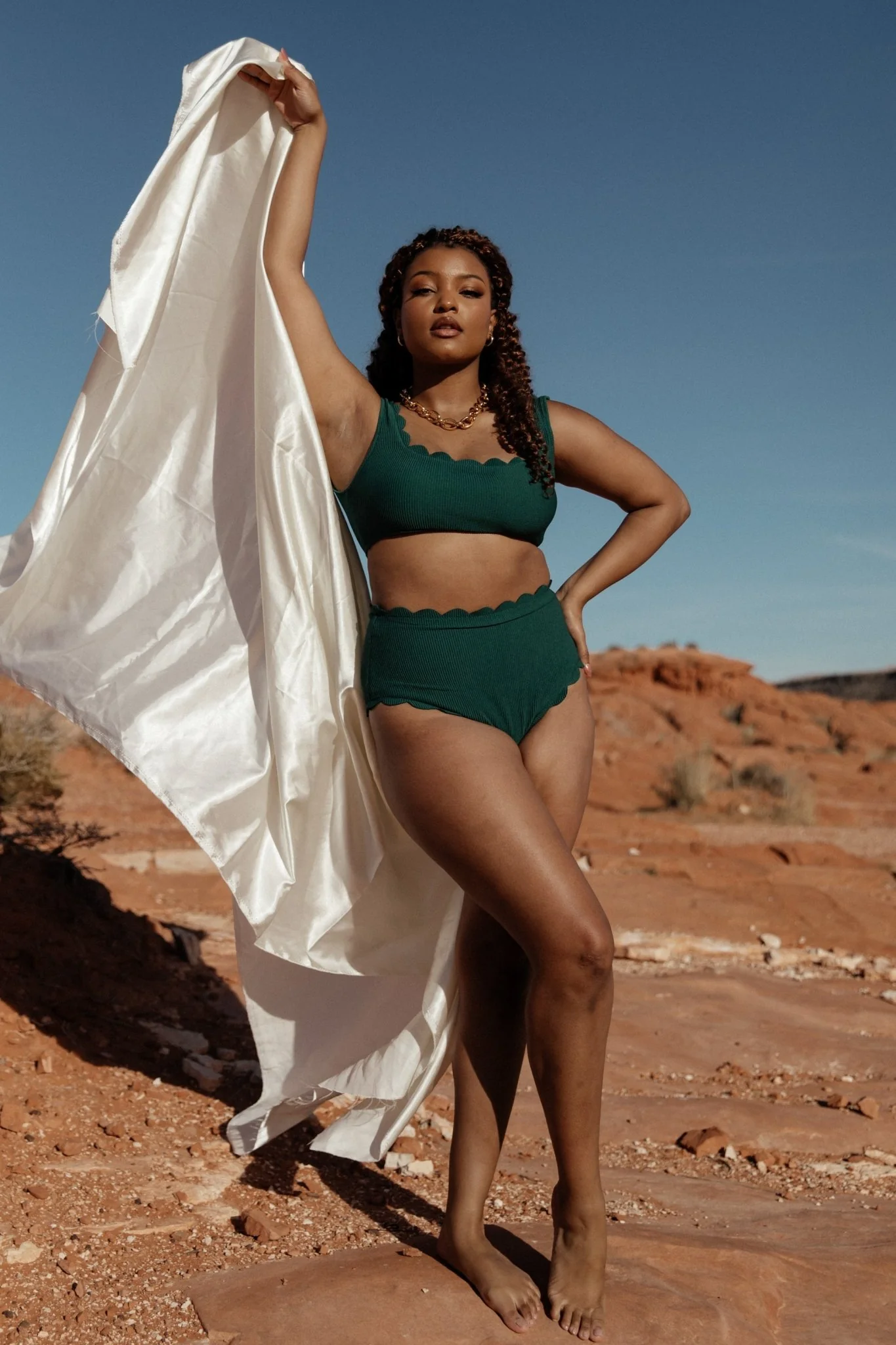 Honolulu Scalloped Bikini Top | Green