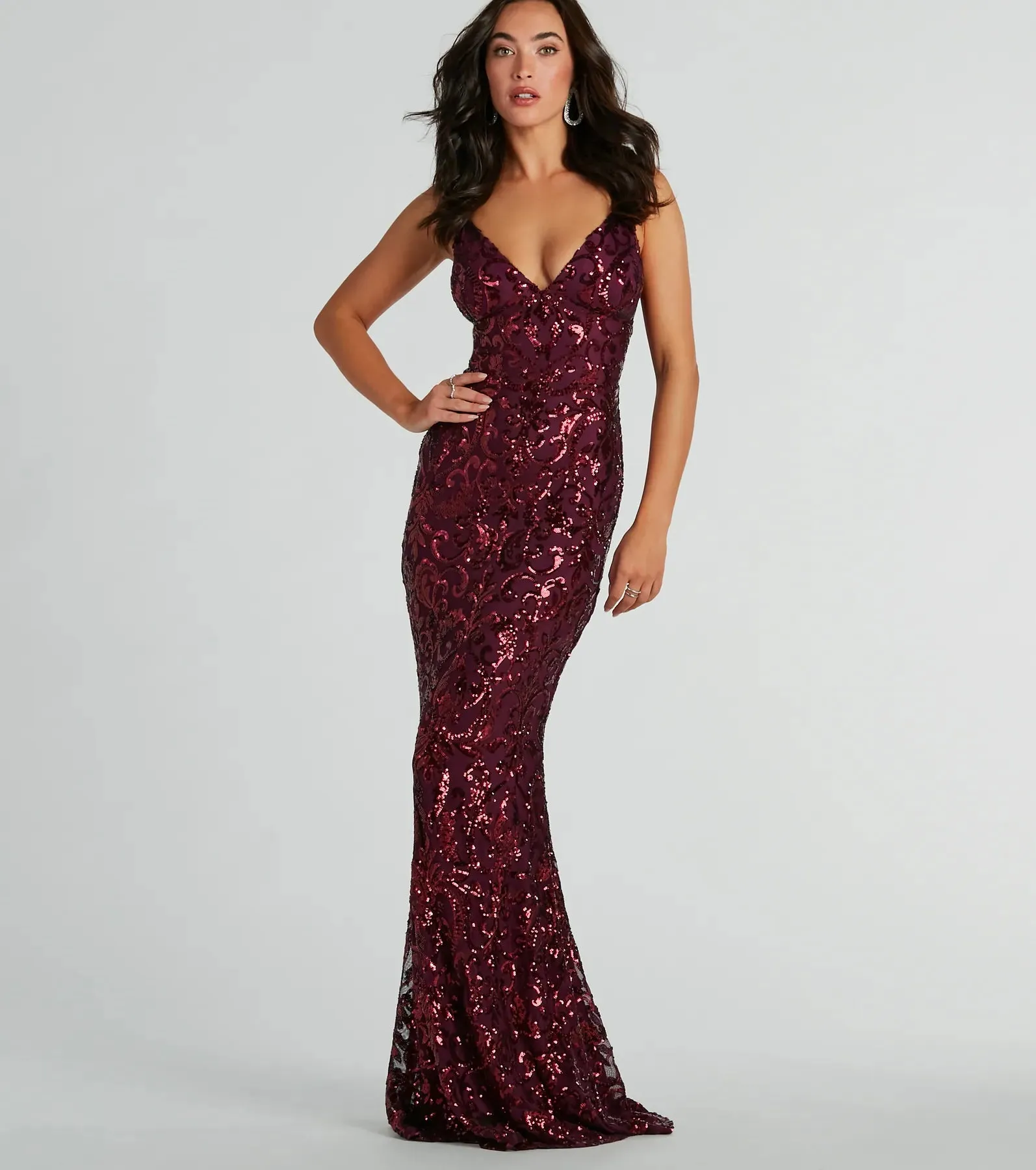 Bethanie Formal Sequin V-Neck Mermaid Dress
