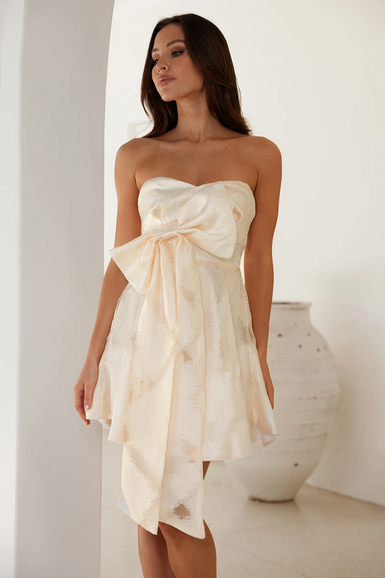 Party Season Strapless Mini Dress Cream