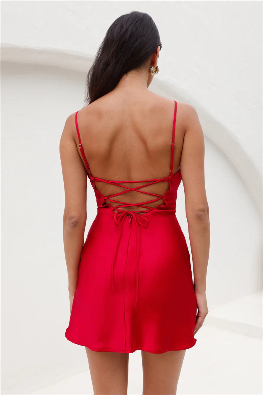 Meet And Greet Satin Mini Dress Red