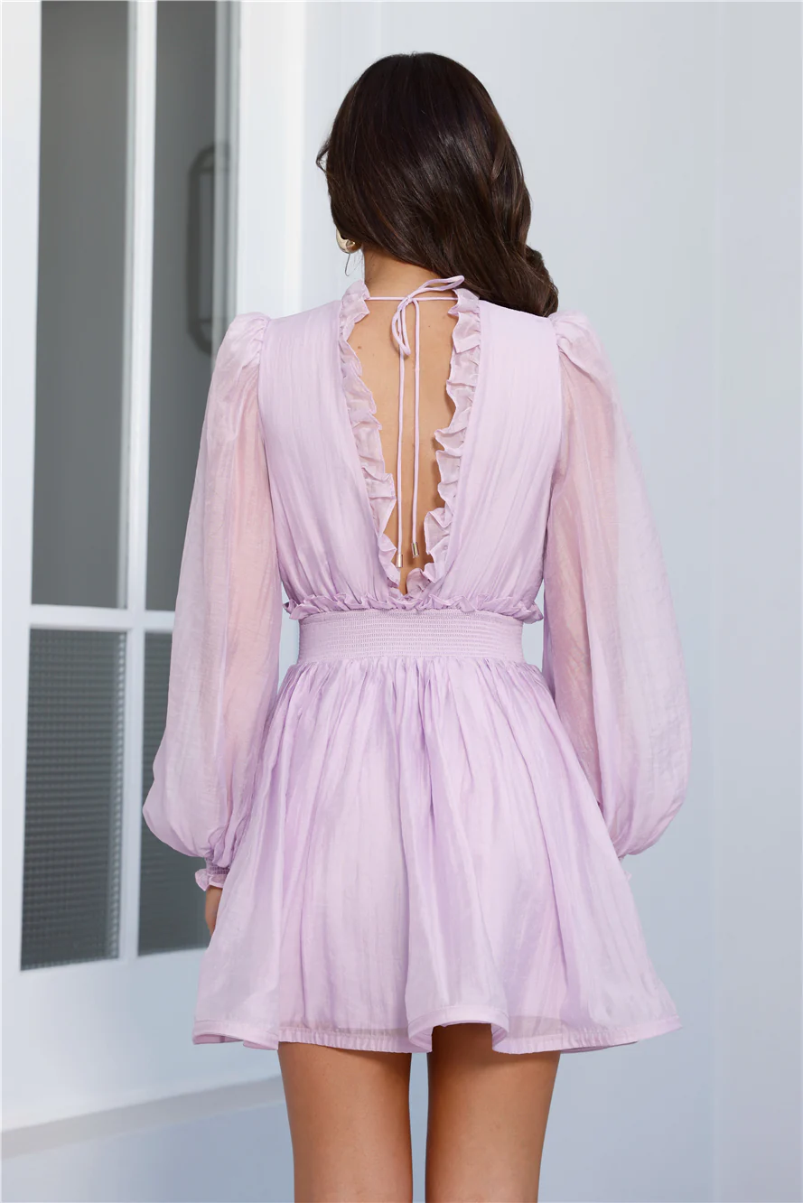 Peppamayo Romantic Fantasy Long Sleeve Mini Dress Lavender