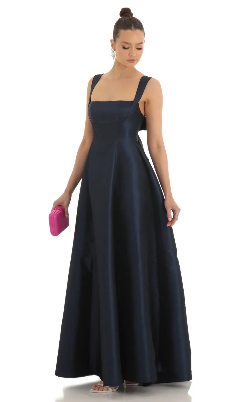 Fit and Flare Maxi Dress in Navy