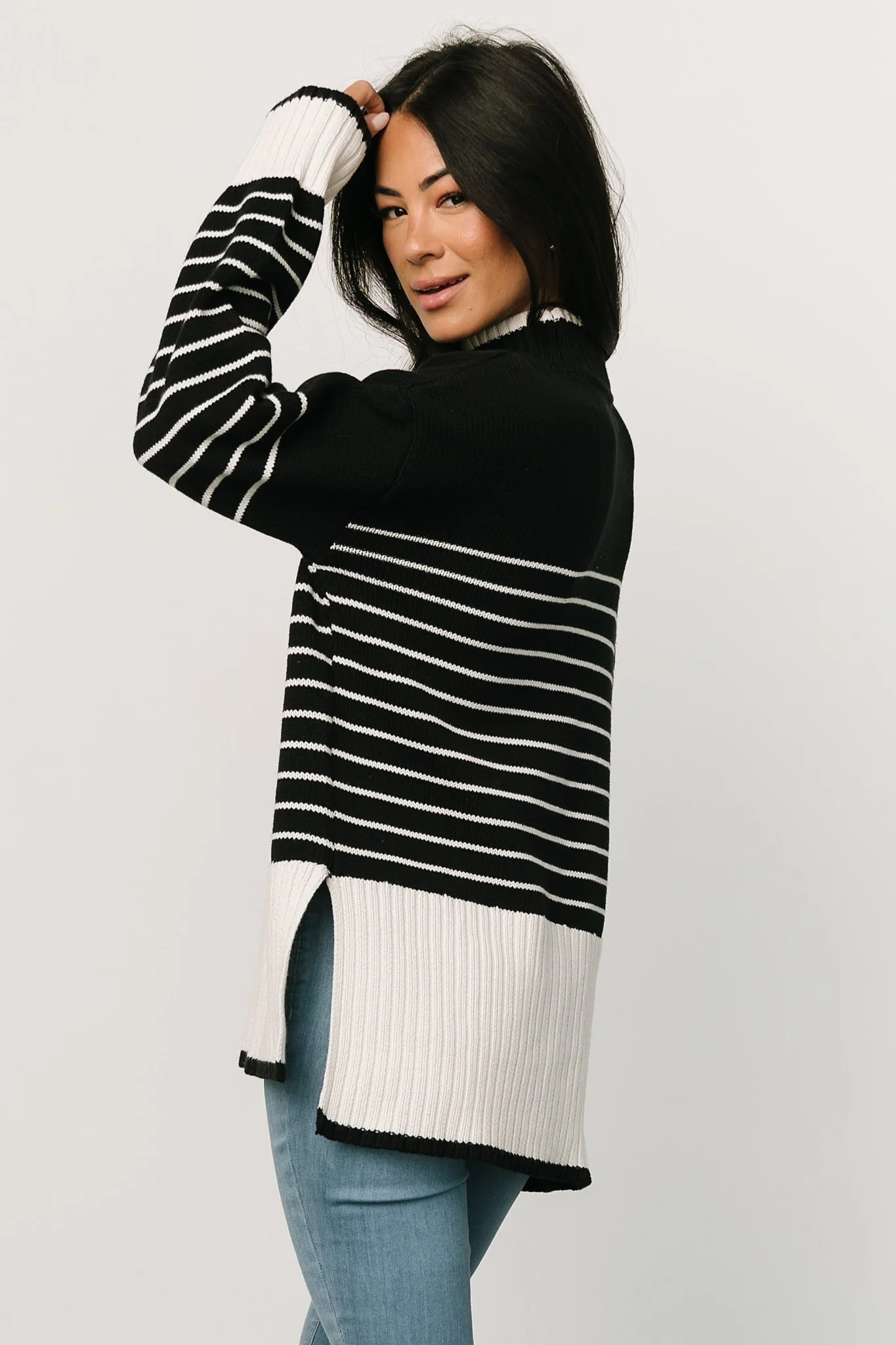 Benedict Stripe Knit Sweater | Black + Cream