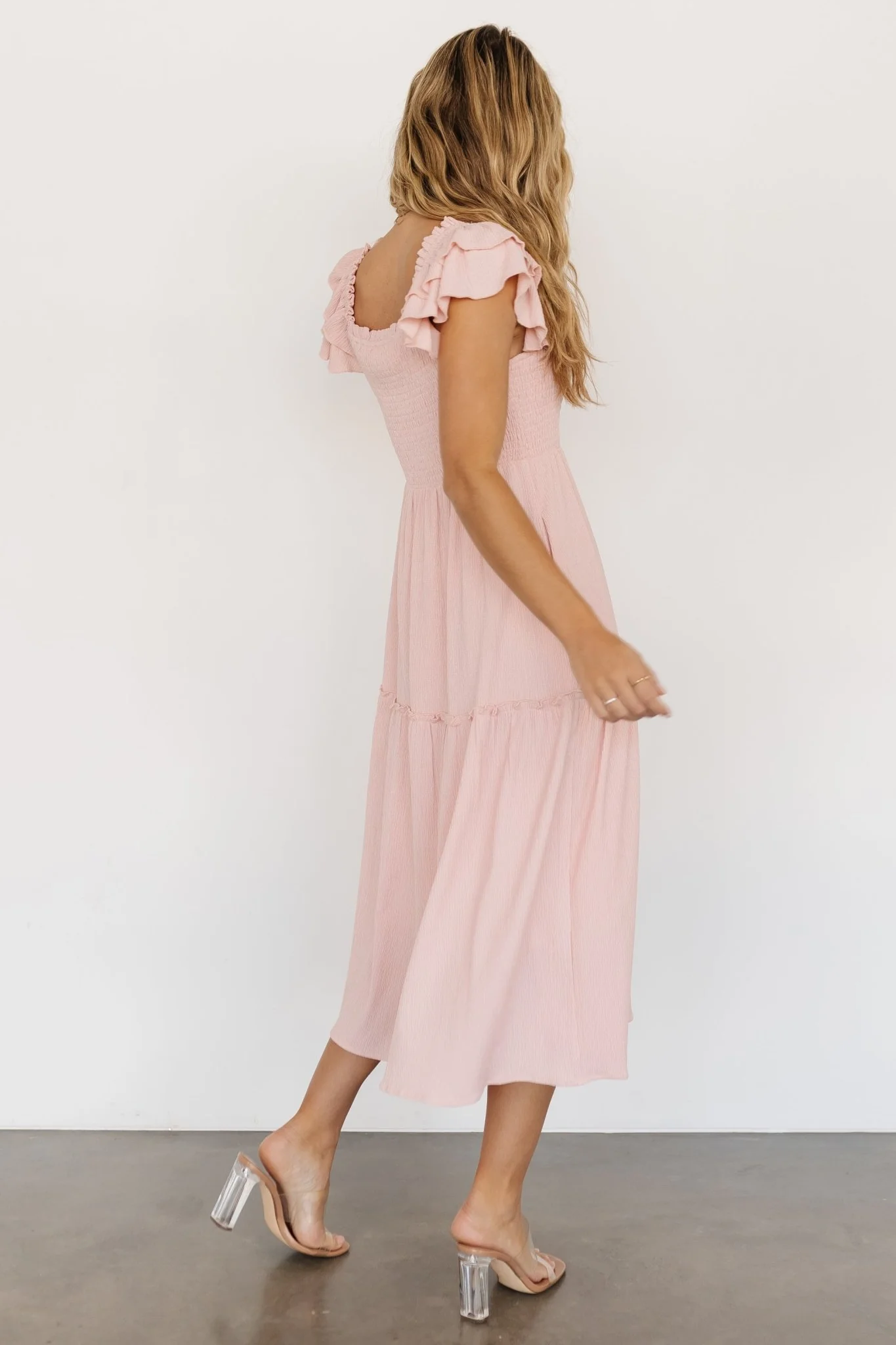 Jacie Smocked Midi Dress | Blush