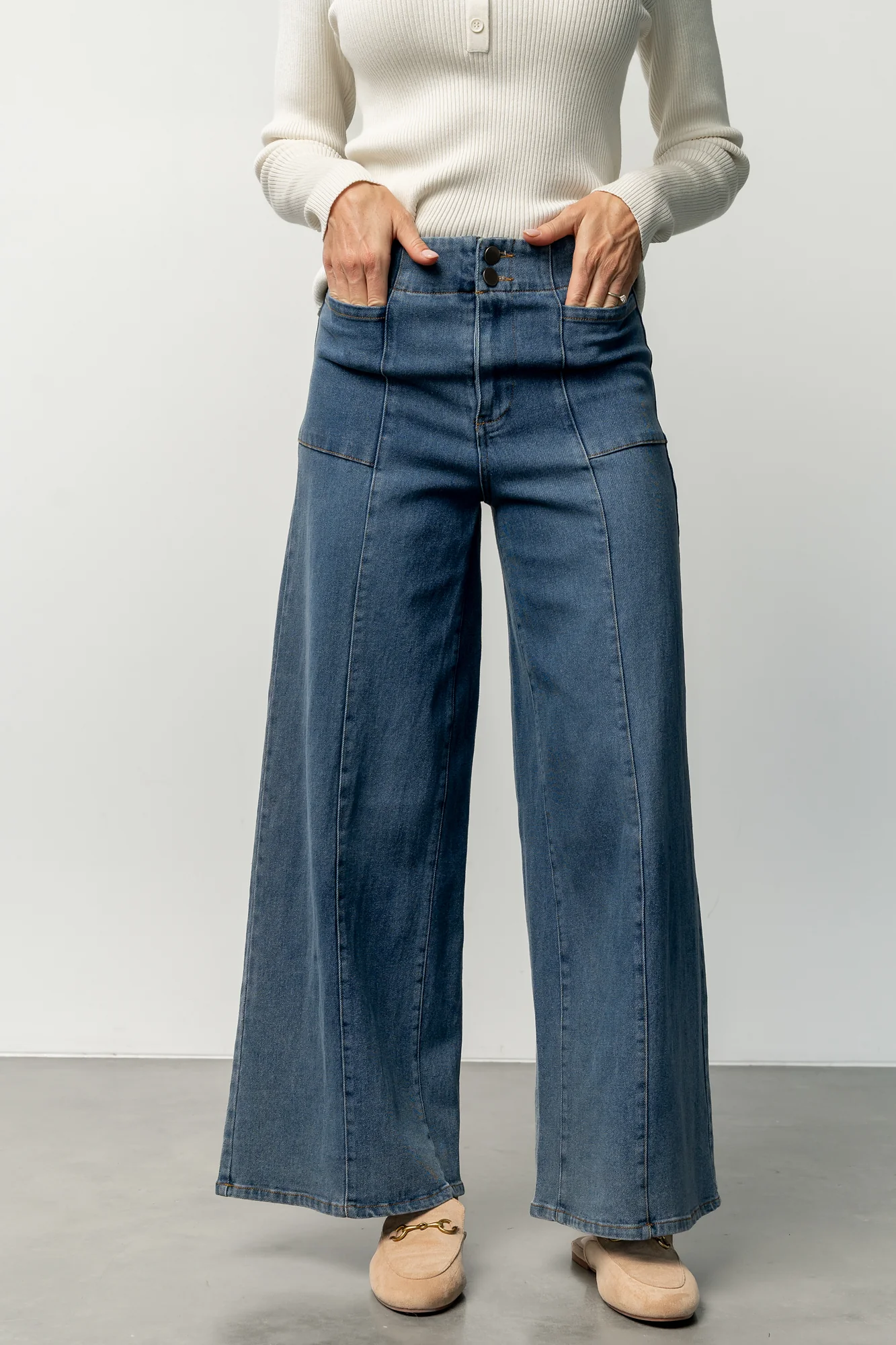 Emmi Mid Rise Wide Leg Jeans | Dark Wash