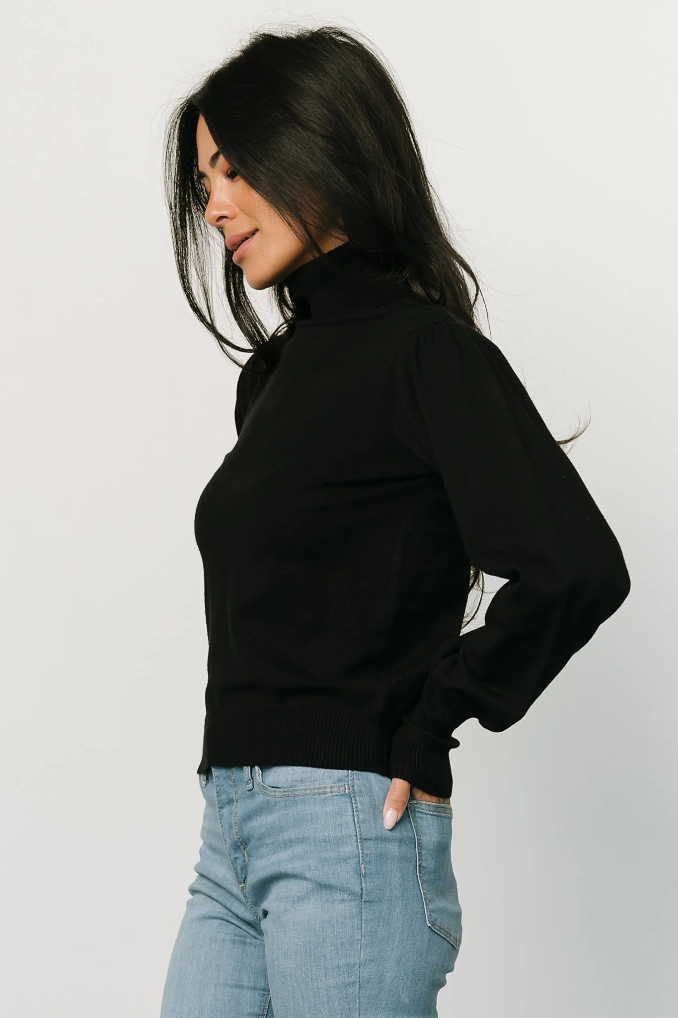Danica Turtleneck Knit Top | Black