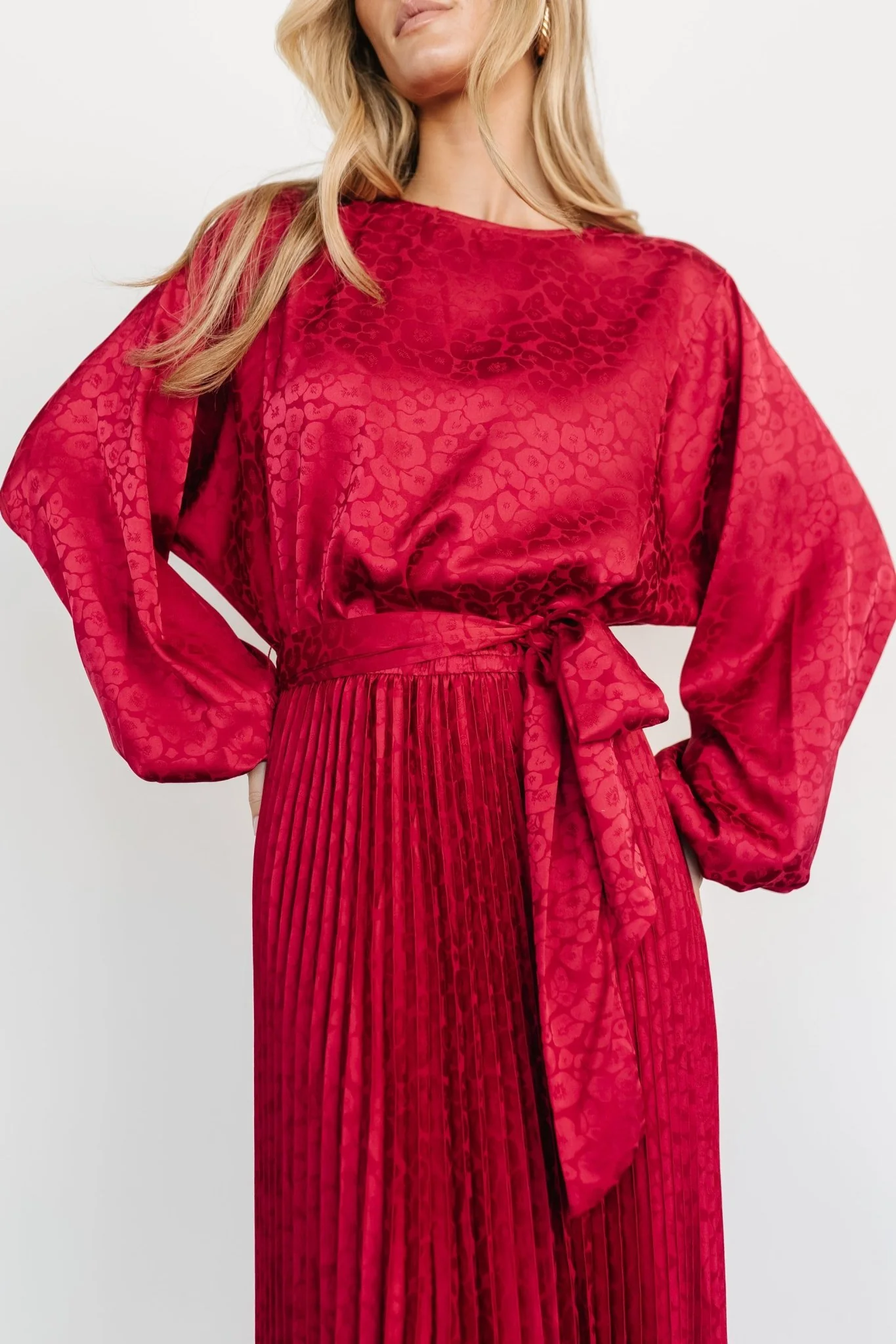 Marva Pleated Maxi Dress | Wine