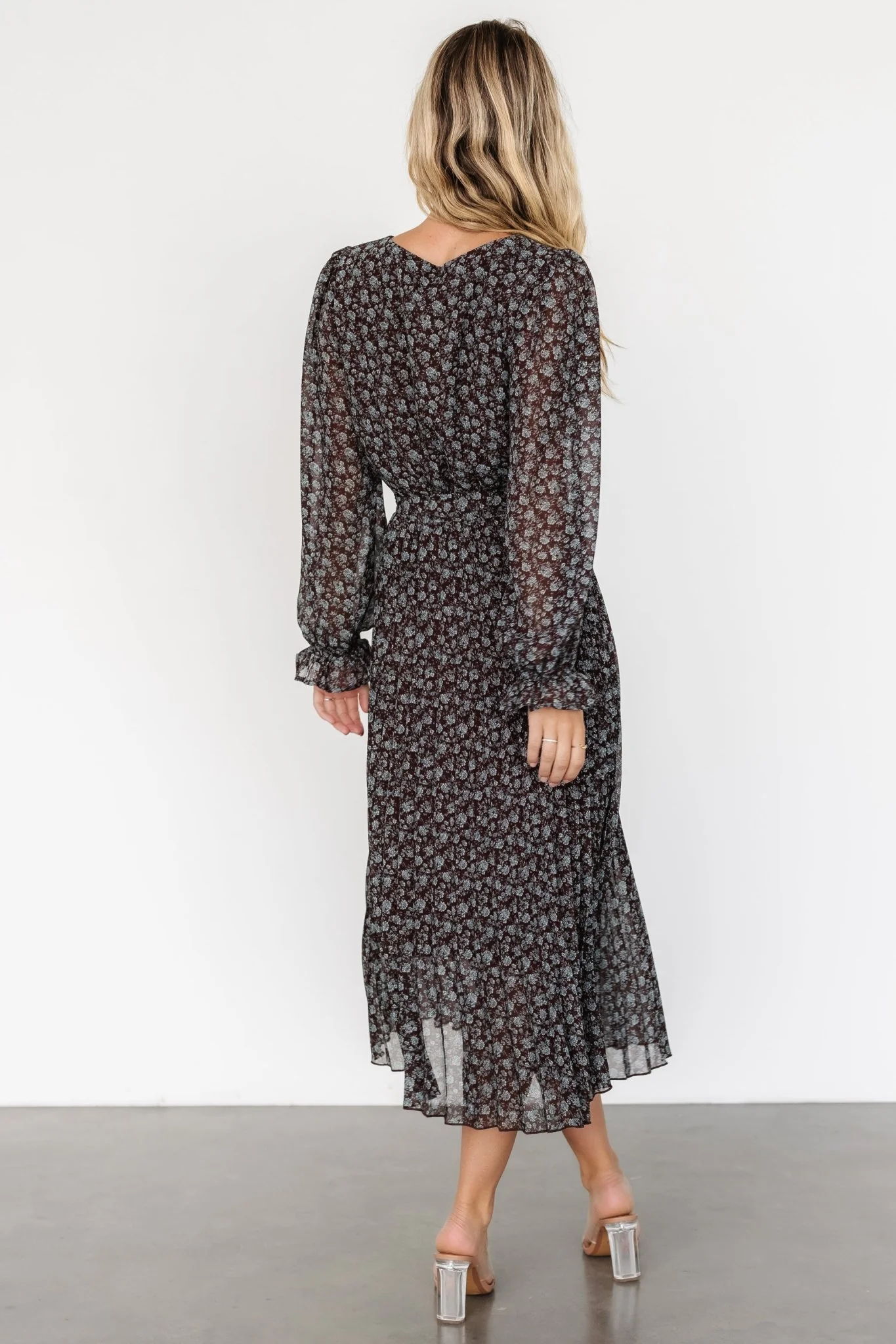 Edith Pleated Dress | Brown + Blue