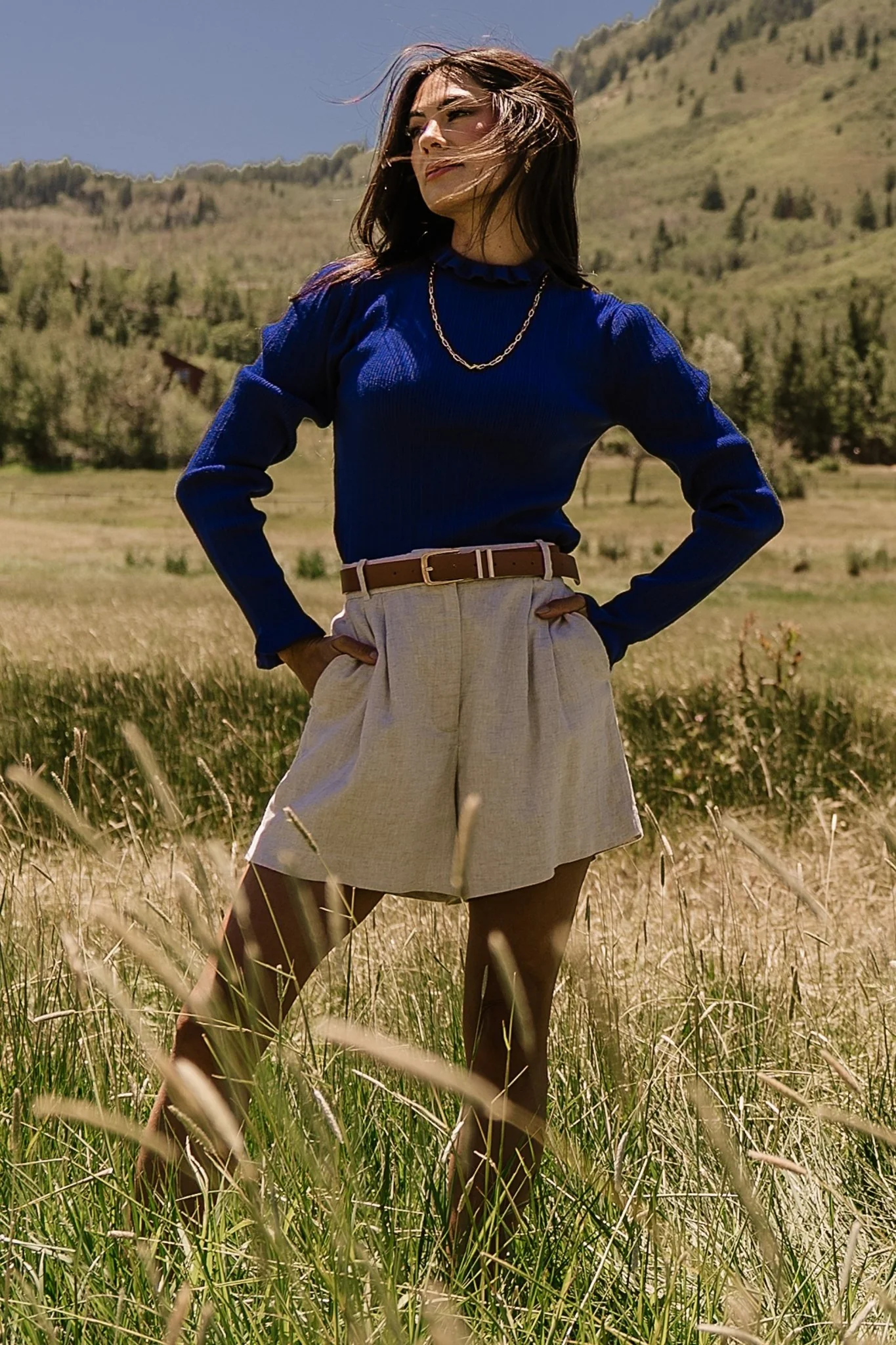 Olympia Sweater Top | Cobalt