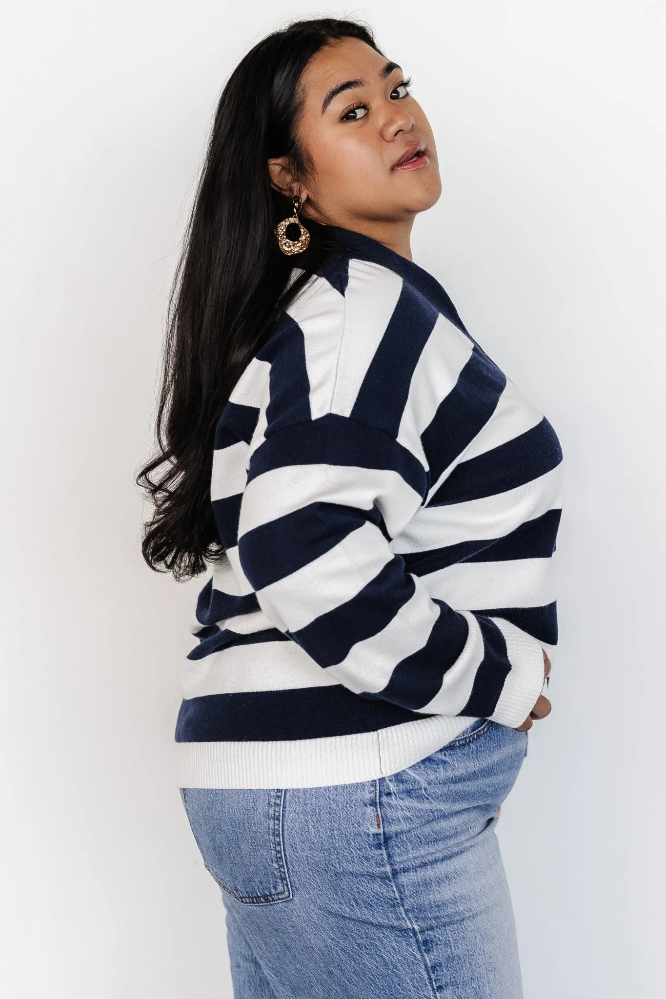 Cornell Half Zip Sweater | Navy + Off White