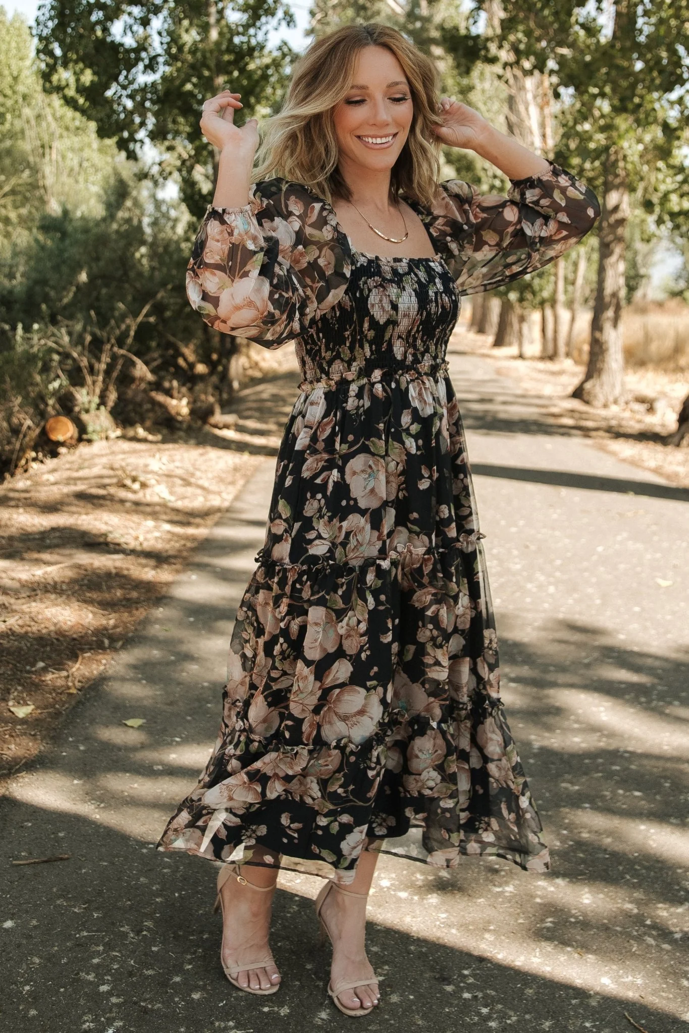 Adeline Smocked Maxi Dress | Midnight Floral