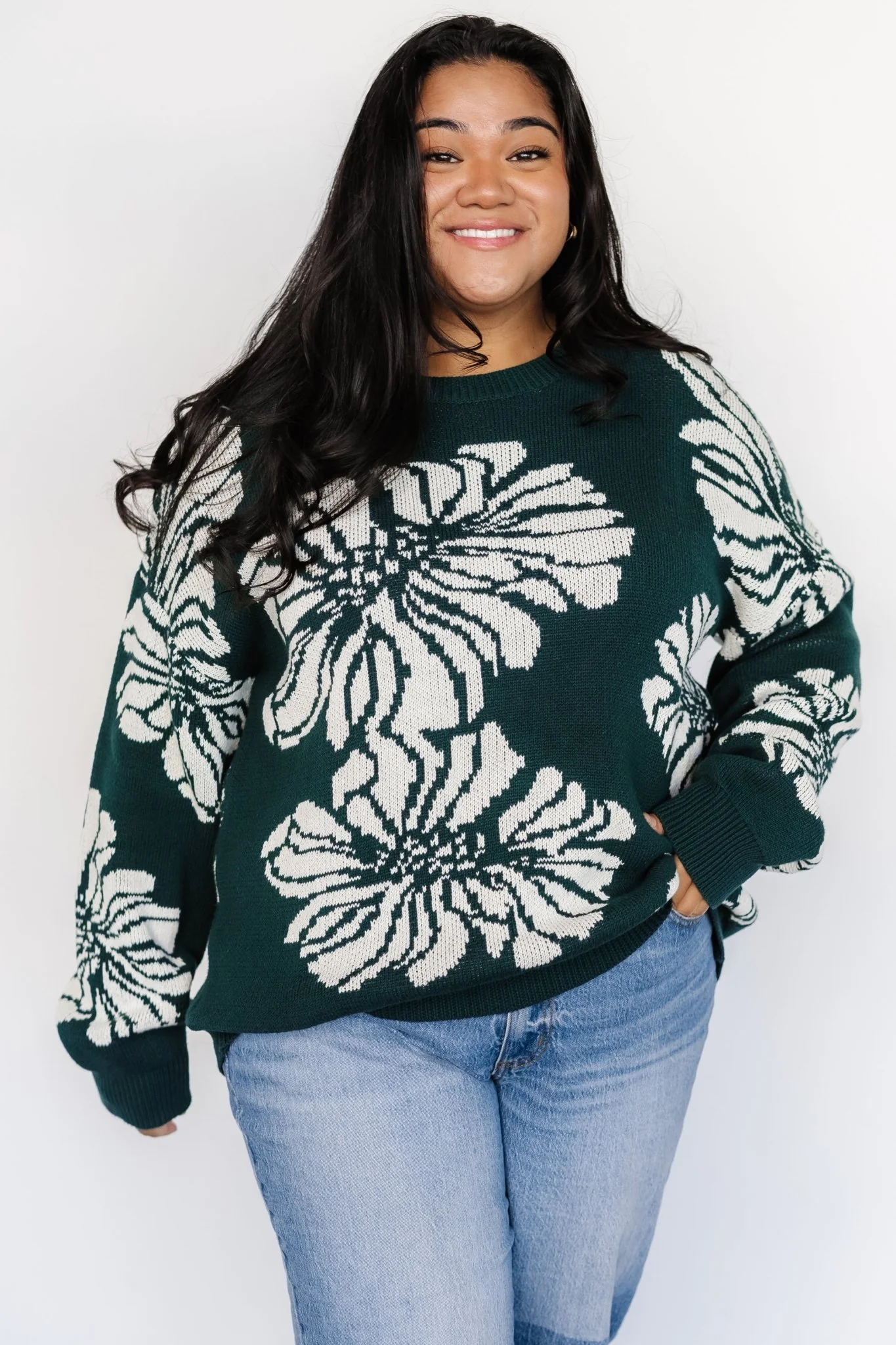 Maude Sweater | Green + Off White