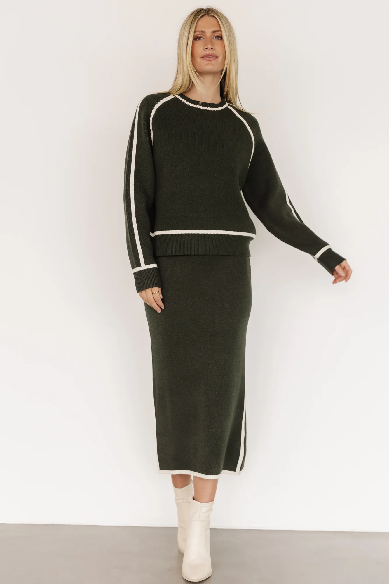 Ava Knit Midi Skirt | Dark Green