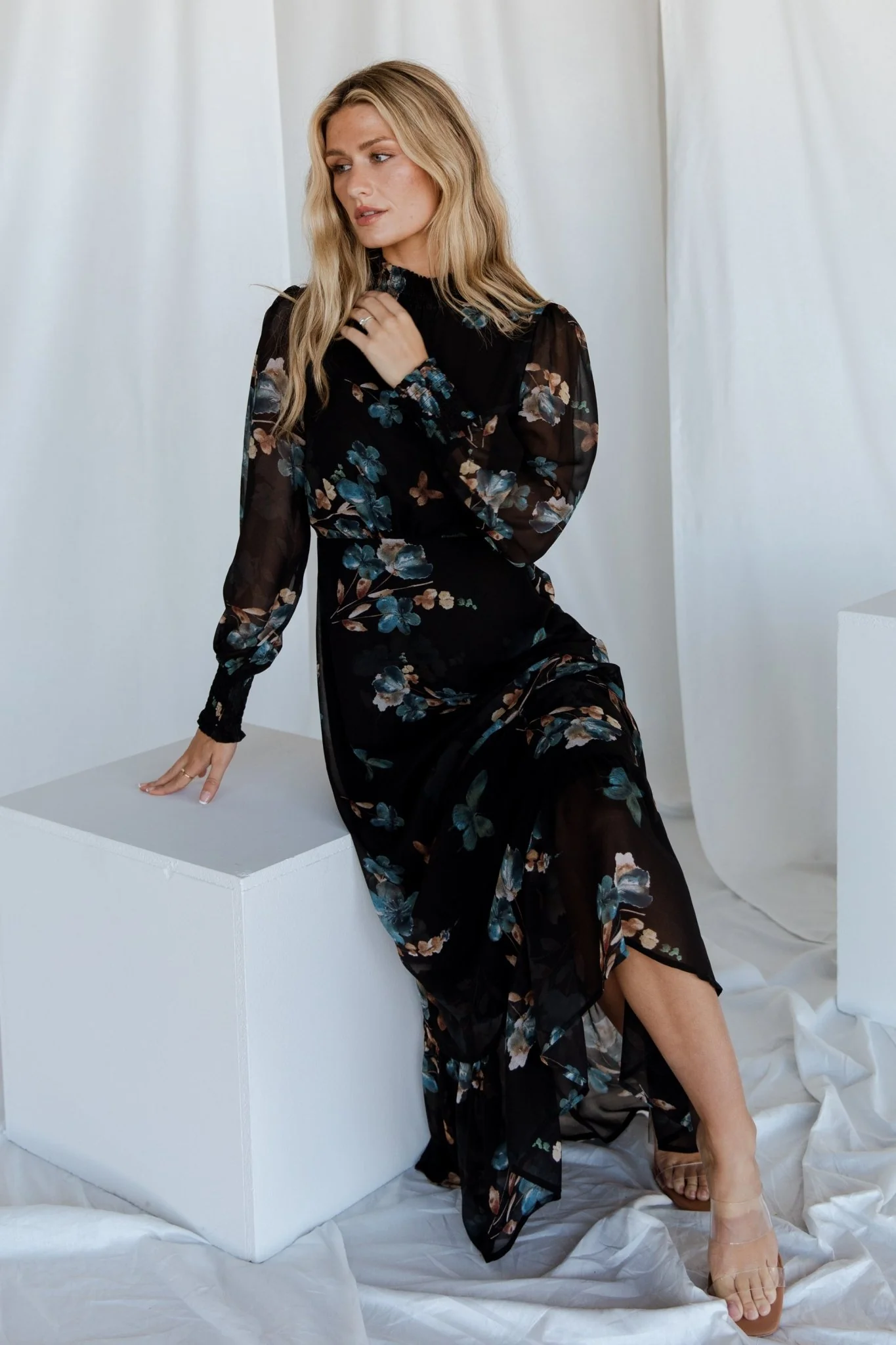 Luciana Maxi Dress | Black + Blue